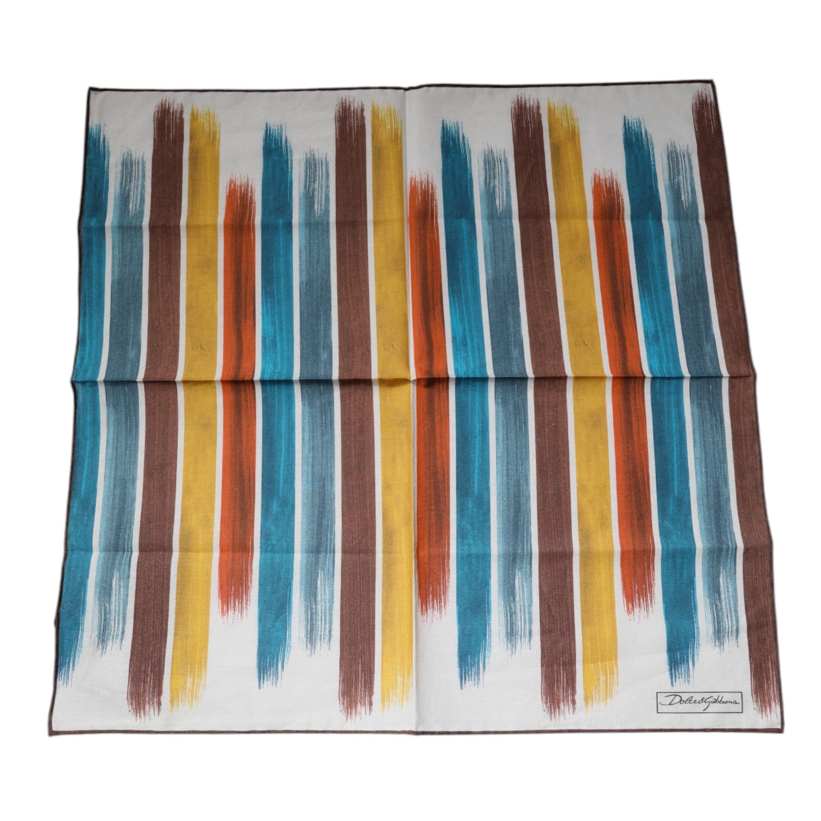 Dolce & Gabbana Multicolor Streifen Baumwolle Quadrat Foulard Schal
