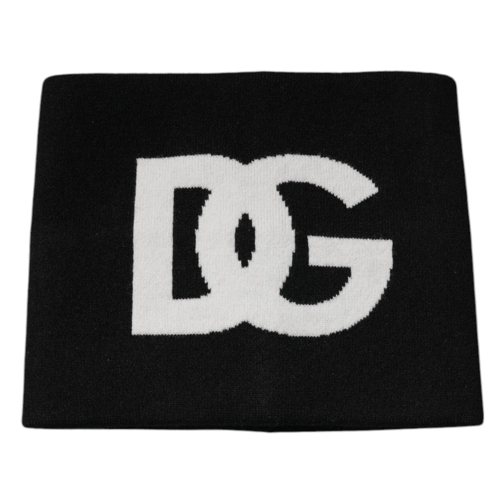 Dolce & Gabbana Schwarzer Kaschmir DG Logo Square Taschentuchschal