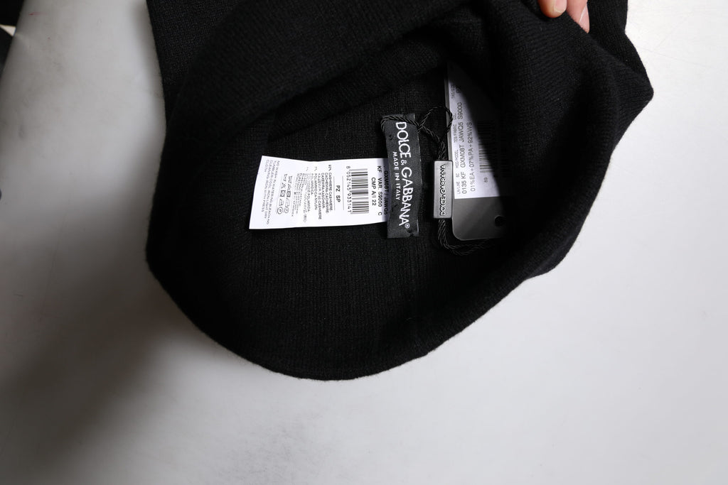 Dolce & Gabbana Schwarzer Kaschmir DG Logo Square Taschentuchschal