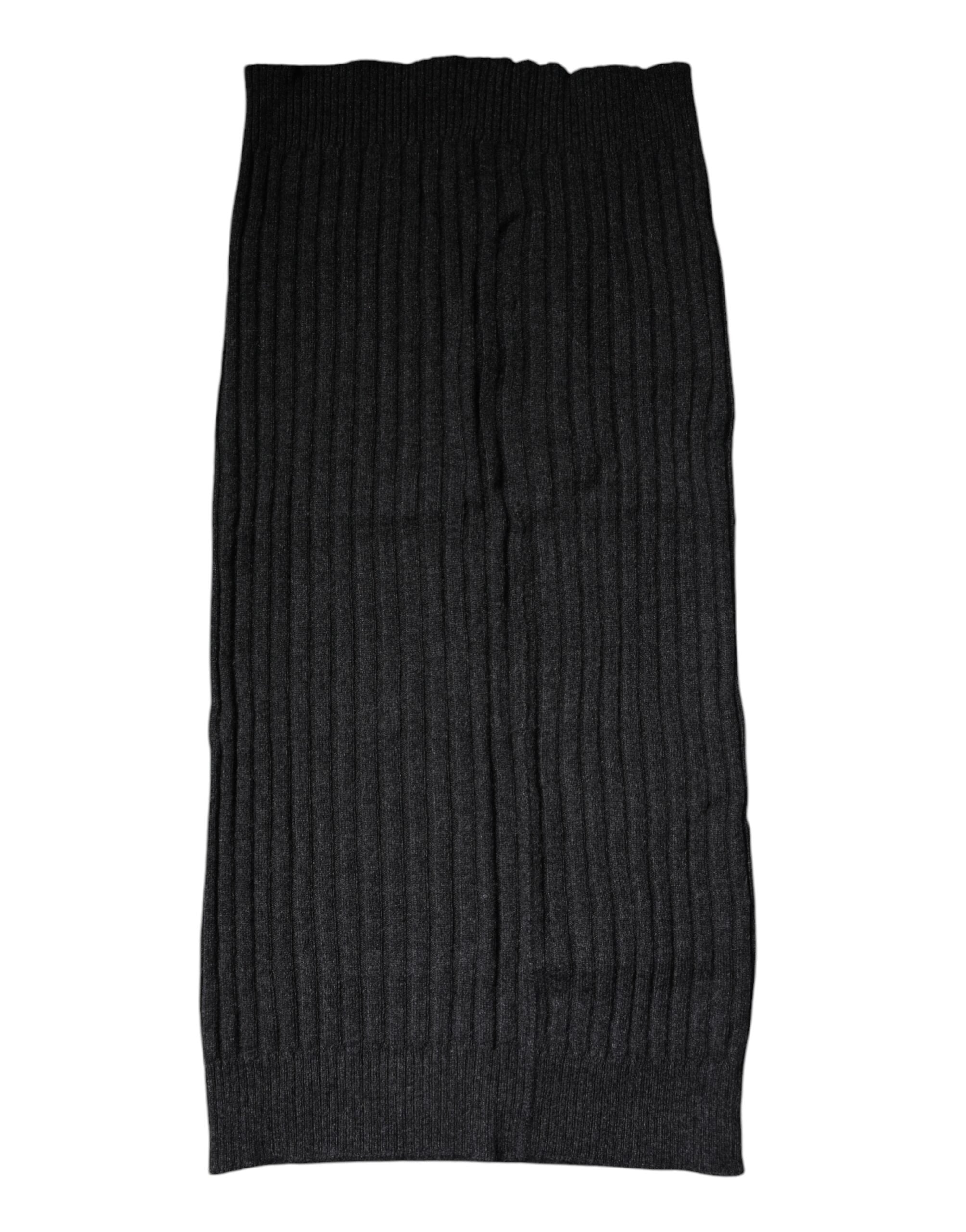 Dolce & Gabbana Schwarzer Kaschmir Strick-Halswärmer Foulard-Schal