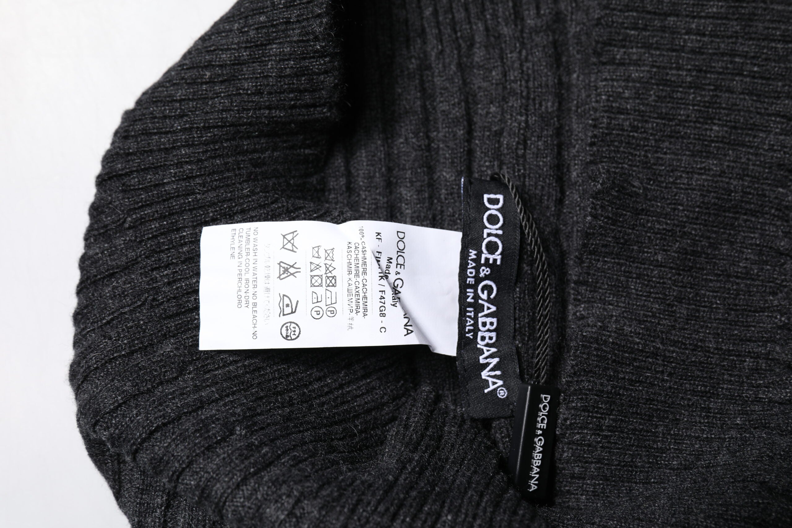 Dolce & Gabbana Schwarzer Kaschmir Strick-Halswärmer Foulard-Schal