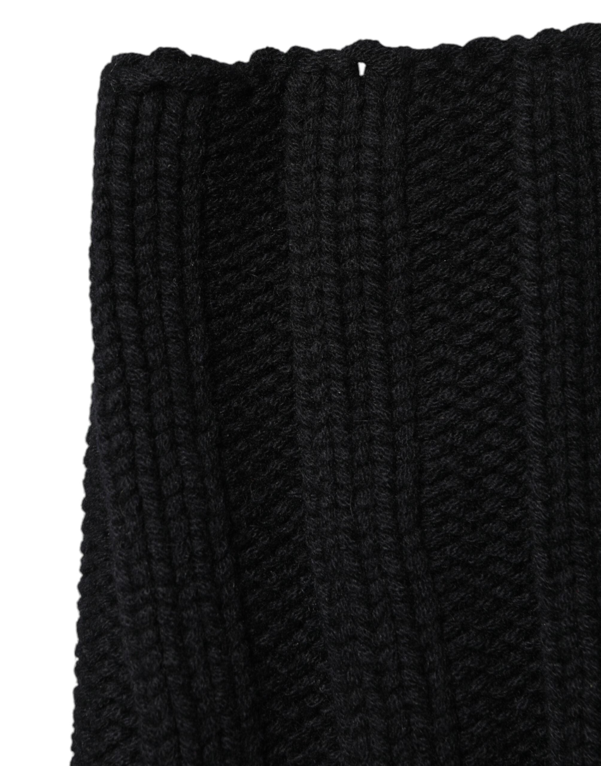 Dolce & Gabbana Schwarzer Kaschmir Strick-Halswärmer Foulard-Schal