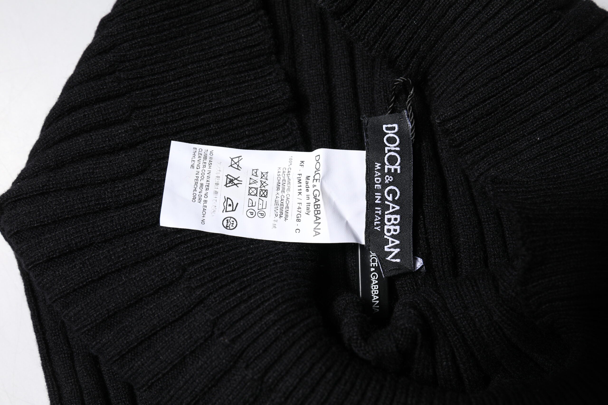 Dolce & Gabbana Schwarzer Kaschmir Strick-Halswärmer Foulard-Schal