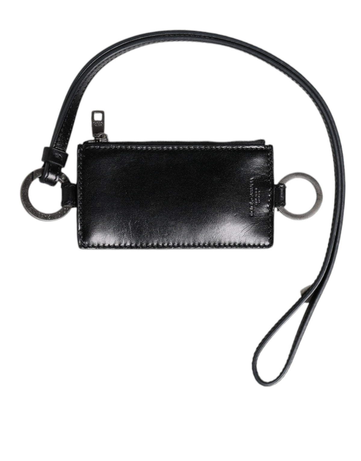 Dolce & Gabbana Zwart Leren Logo Reliëf Keycord Kaarthouder Portemonnee