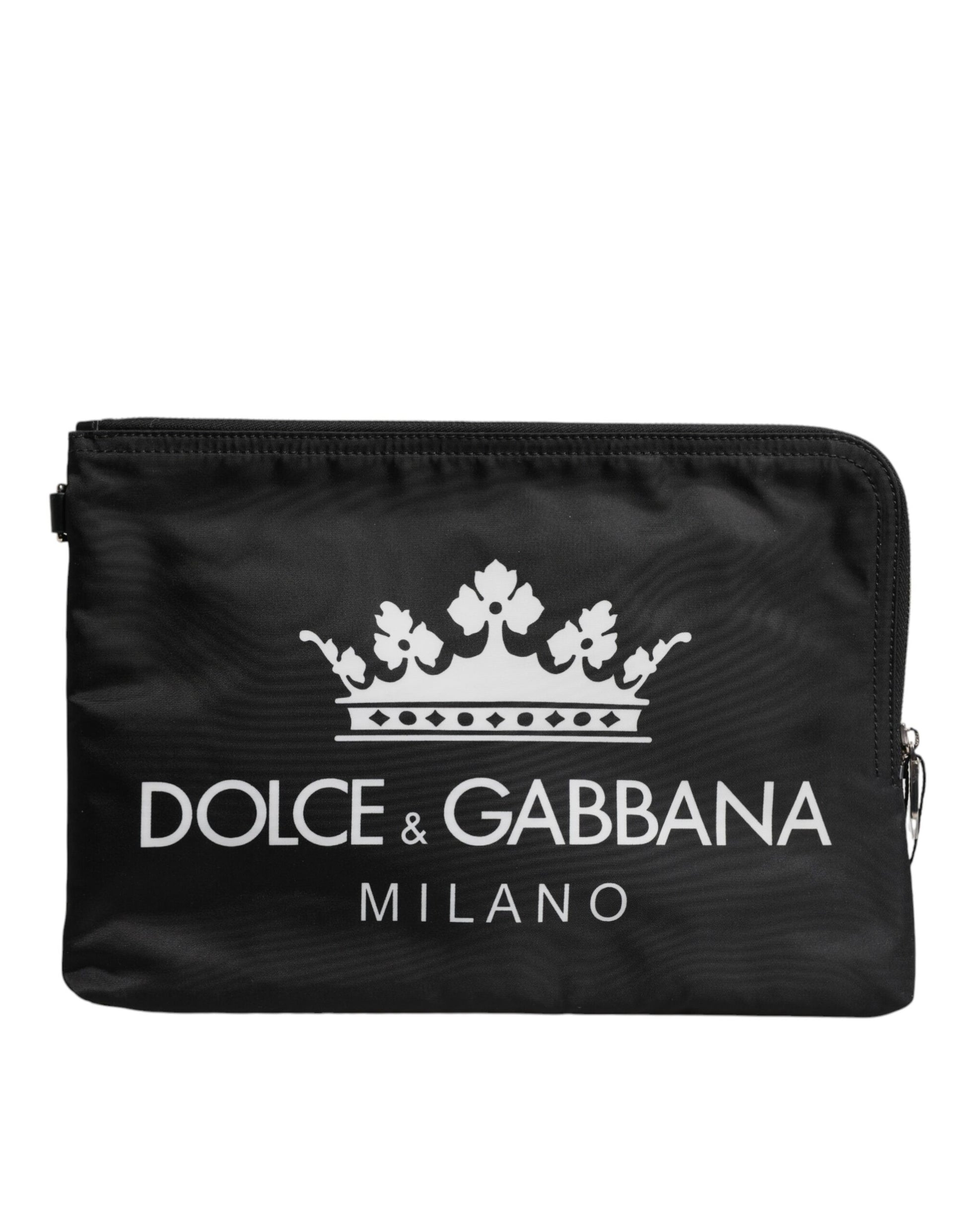 Dolce & Gabbana Schwarze DG Milano Print Nylon Pouch Clutch Tasche