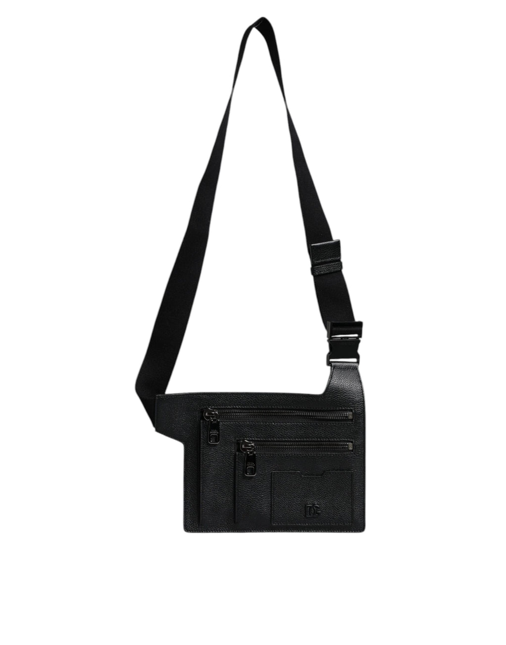 Dolce & Gabbana Schwarze Messenger-Crossbody-Tasche aus Kalbsleder