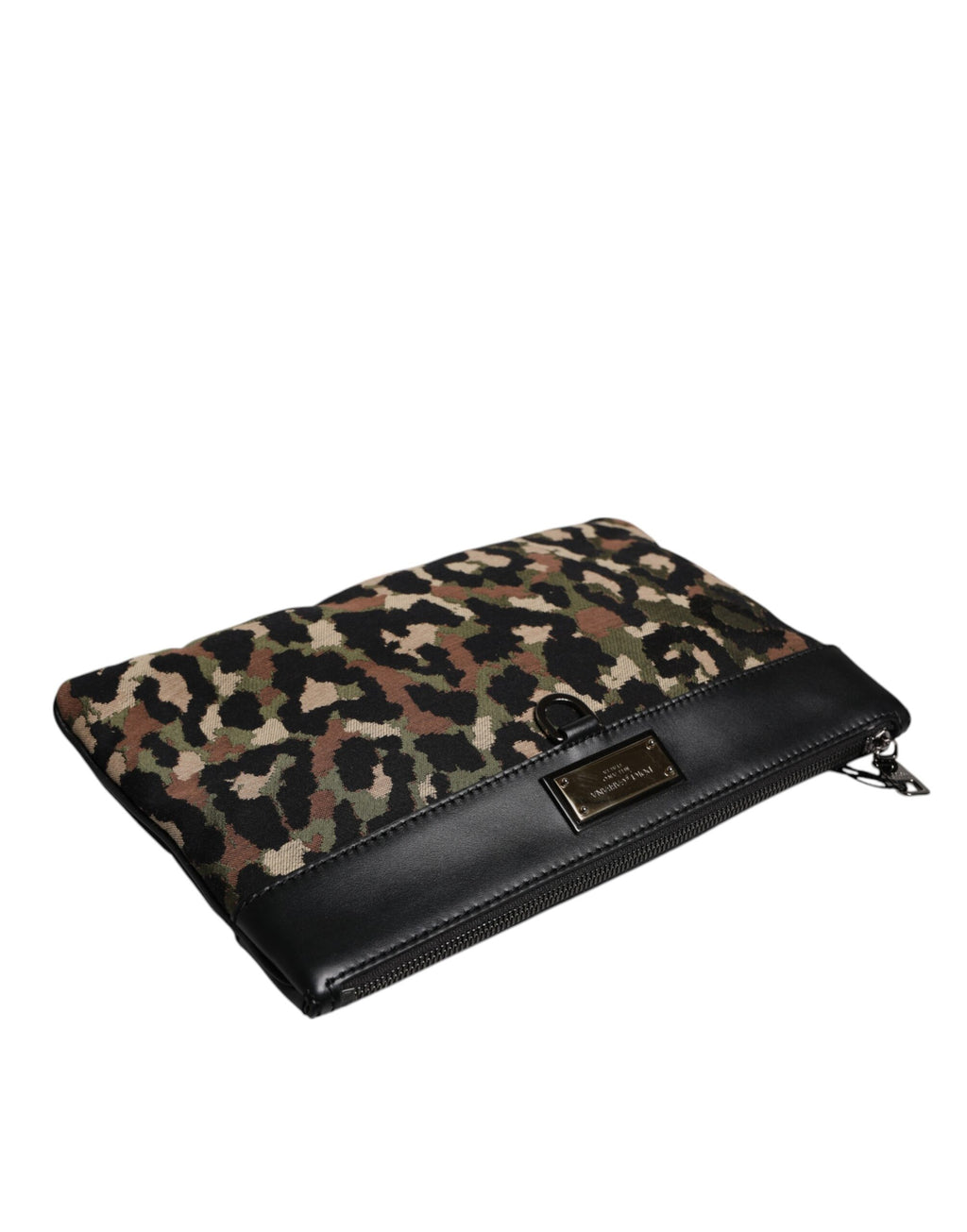 Dolce & Gabbana Clutch mit mehrfarbigem Leoparden-Jacquard-Print und Logo-Applikation