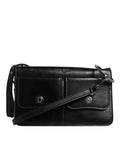 Dolce & Gabbana Black Leather Logo Purse Shoulder Crossbody Bag