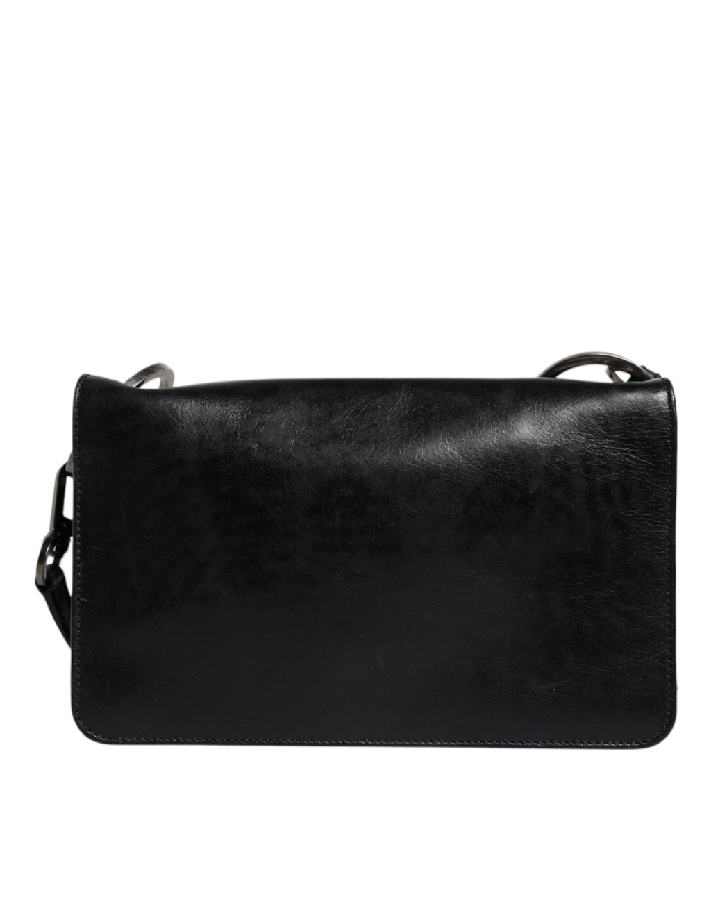 Dolce & Gabbana Schwarzes Leder Logo Geldbörse Schulter Umhängetasche