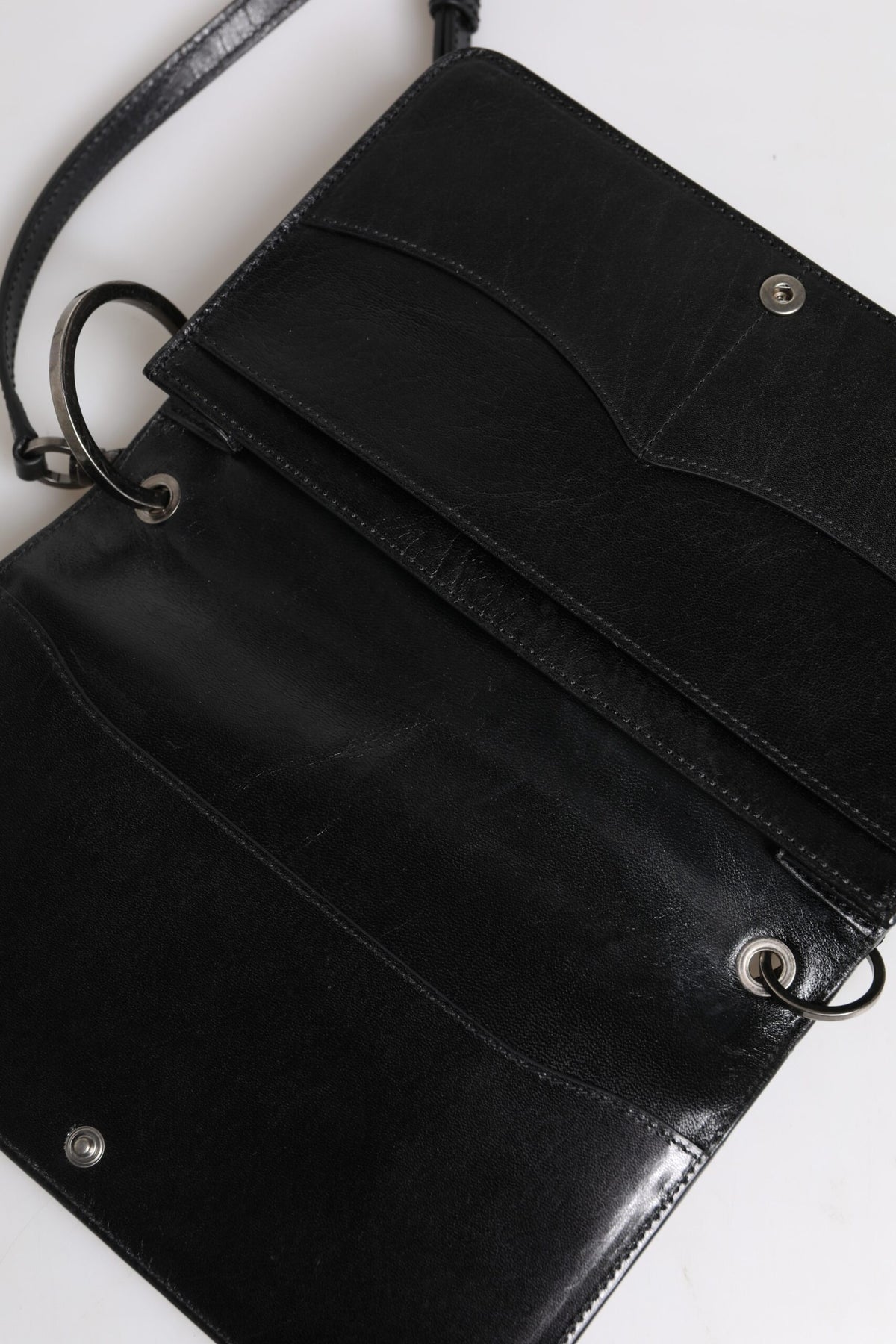 Dolce & Gabbana Black Leather Logo Purse Shoulder Crossbody Bag