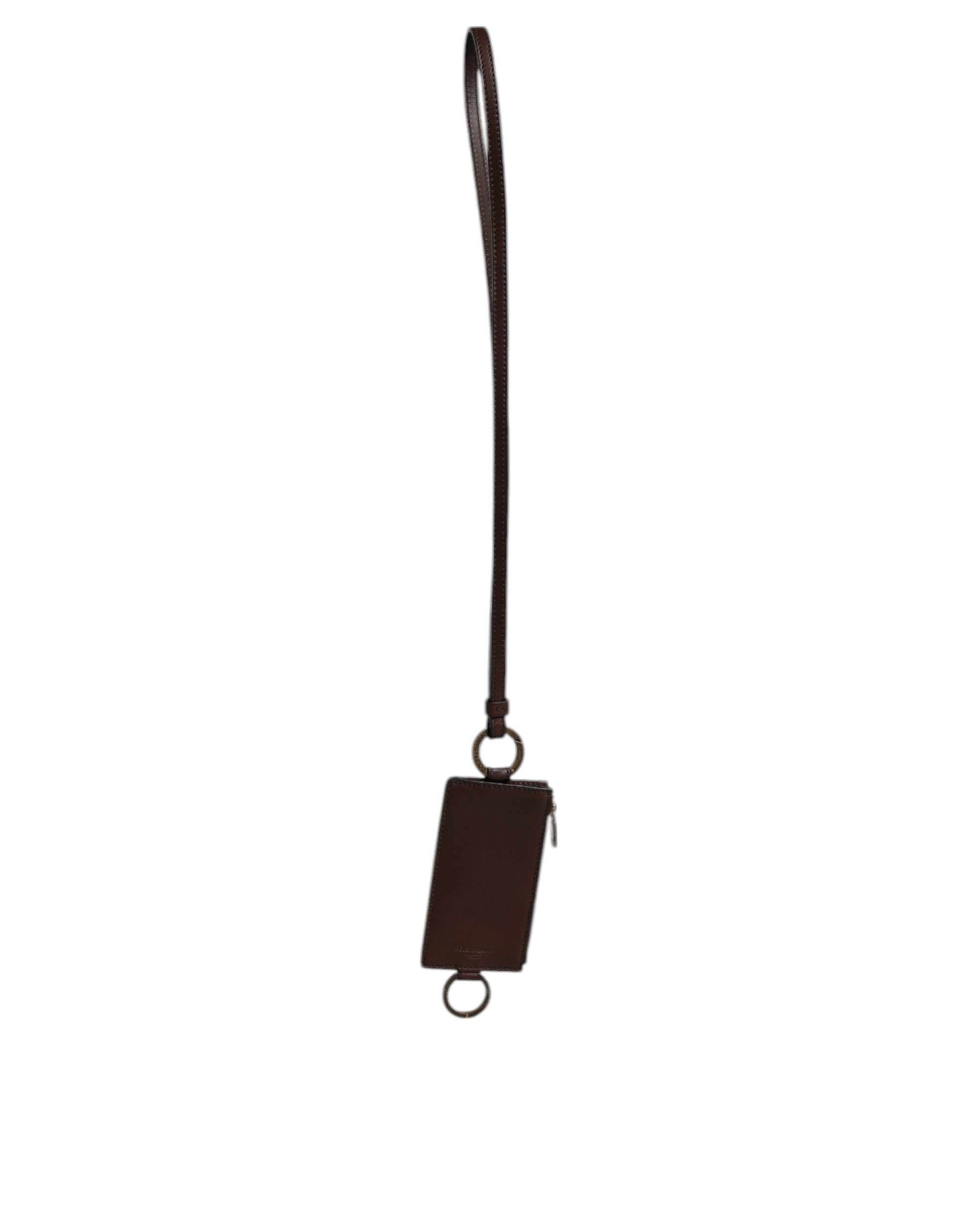 Dolce & Gabbana Braunes Kalbsleder Lanyard Logo Kartenhalter Brieftasche