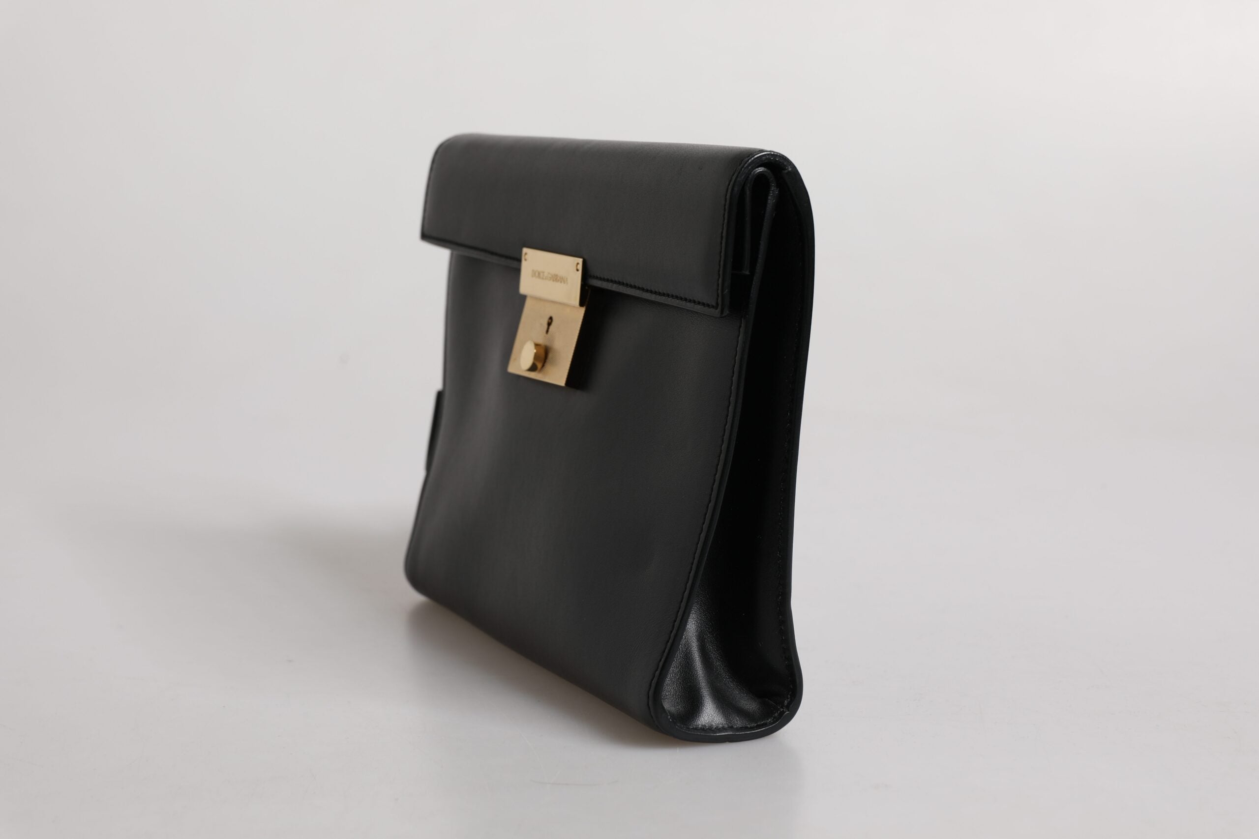 Dolce & Gabbana Schwarze Leder Logo-Plakette Dokumententasche Tasche