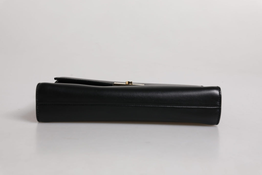 Dolce & Gabbana Schwarze Leder Logo-Plakette Dokumententasche Tasche
