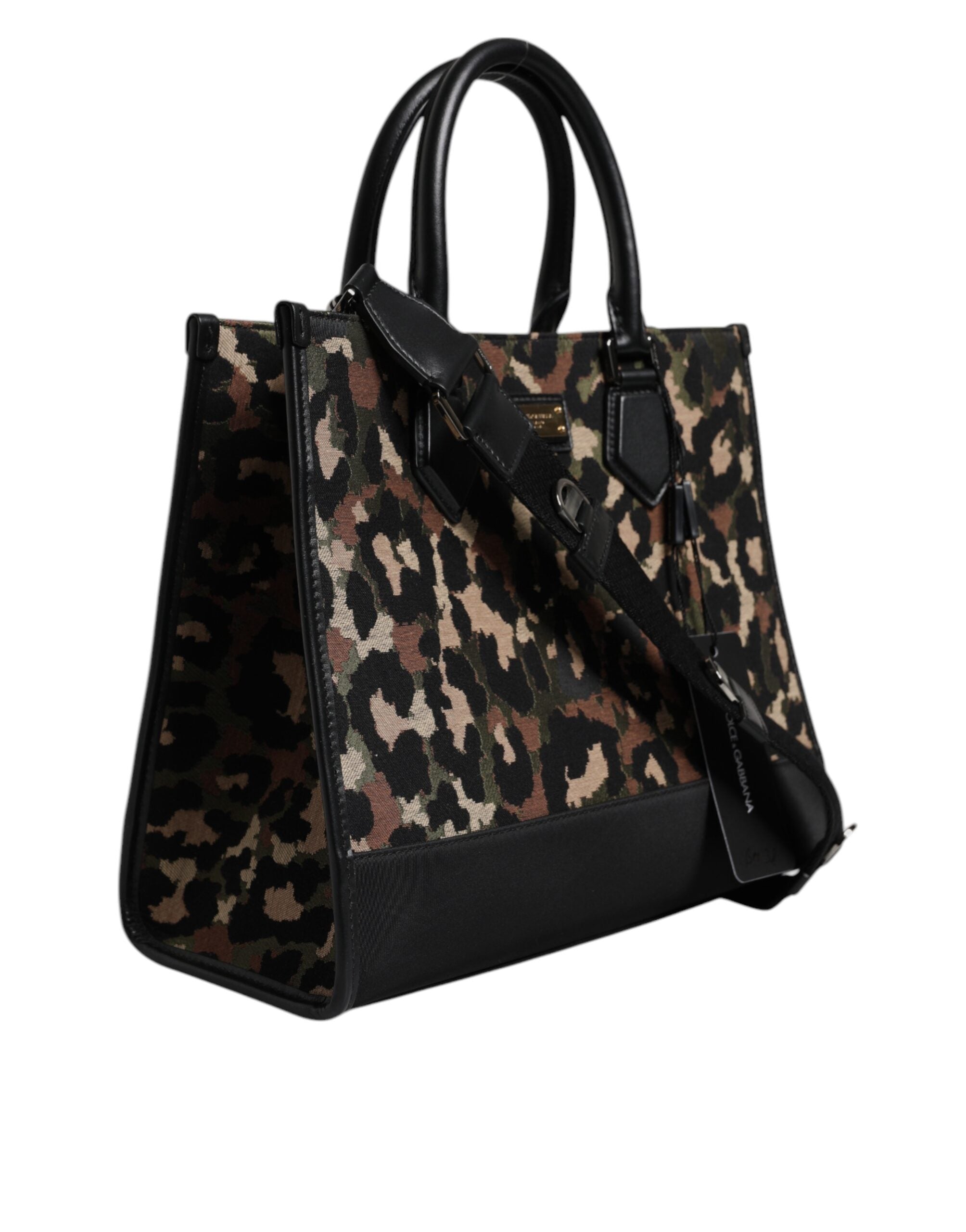 Dolce & Gabbana Multicolor Leopard Einkaufstasche Umhängetasche