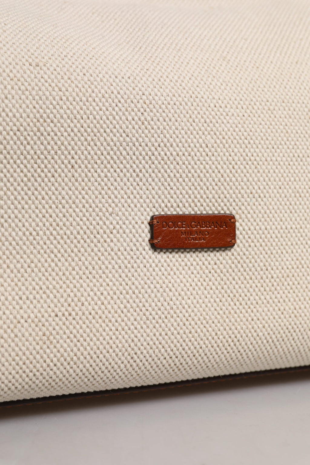 Dolce & Gabbana Beige Braun Baumwolle Leder Duffle Umhängetasche