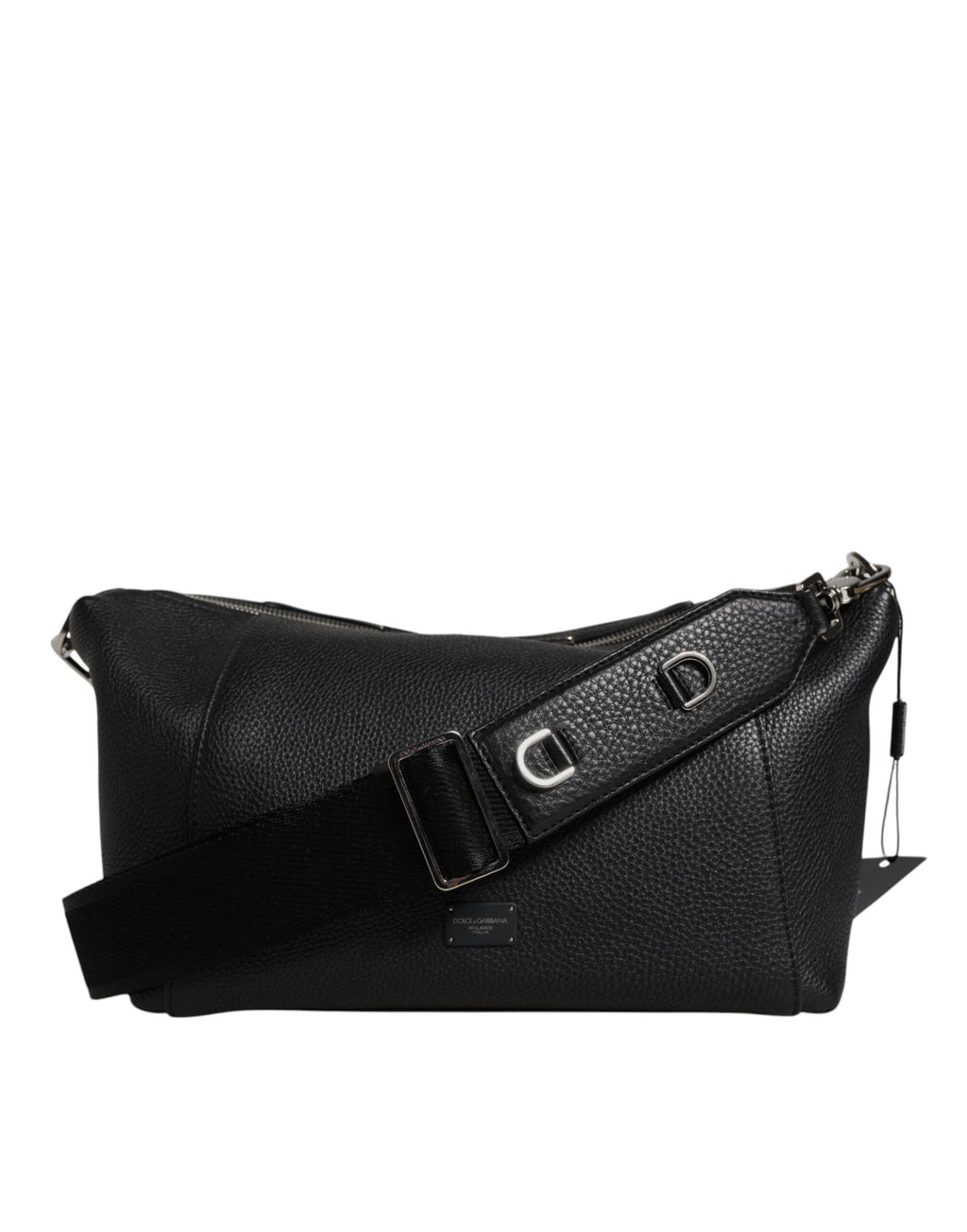 Dolce & Gabbana Schwarze Leder-Logo-Plakette Schulter-Umhängetasche