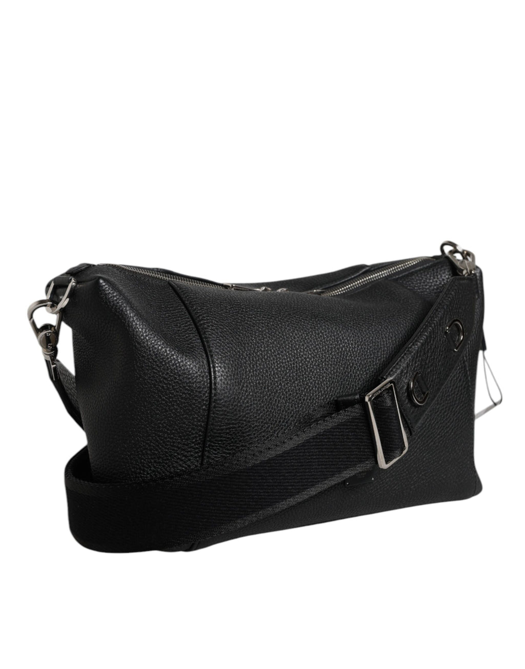 Dolce & Gabbana Schwarze Leder-Logo-Plakette Schulter-Umhängetasche