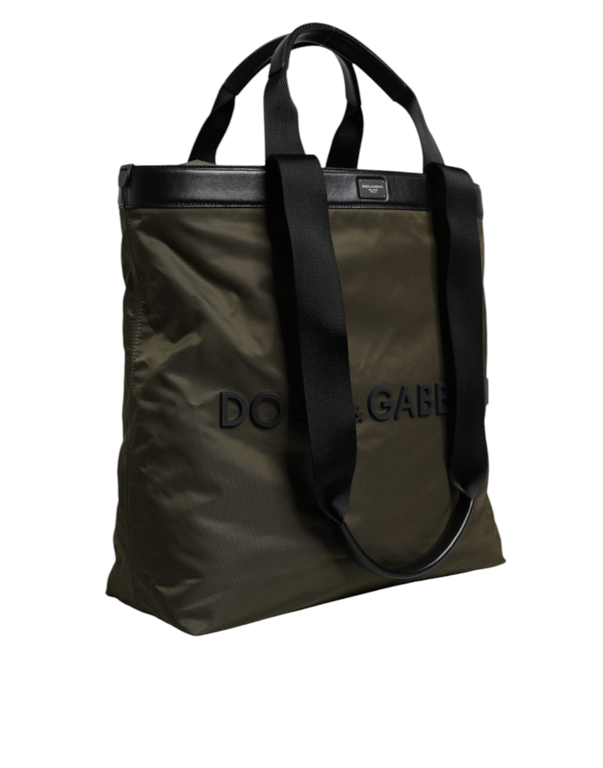 Dolce & Gabbana Militärische grüne Nylon-Schulterriemen-Tragetasche