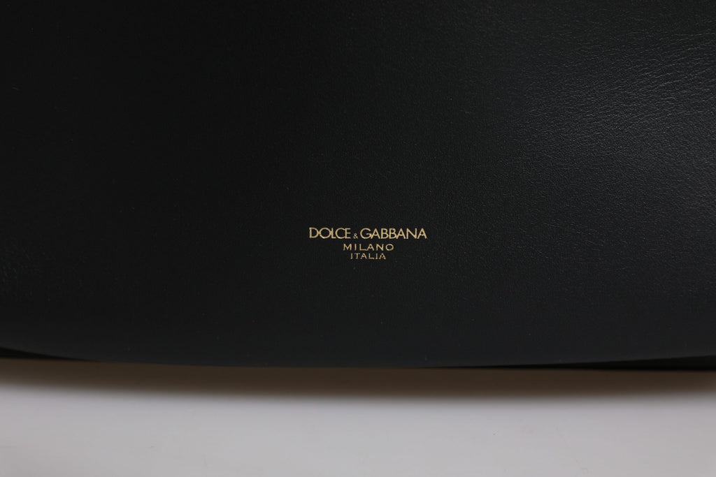Dolce & Gabbana Schwarze DG Leder Logo Print Travel Back Pack Tasche