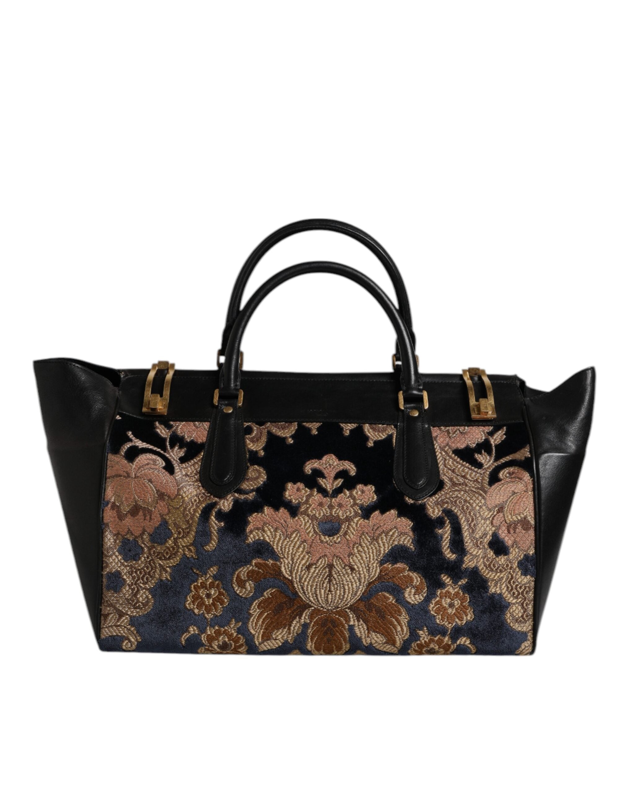 Dolce & Gabbana Schwarze Jacquard-Handtasche mit Blumenmuster Umhängetasche