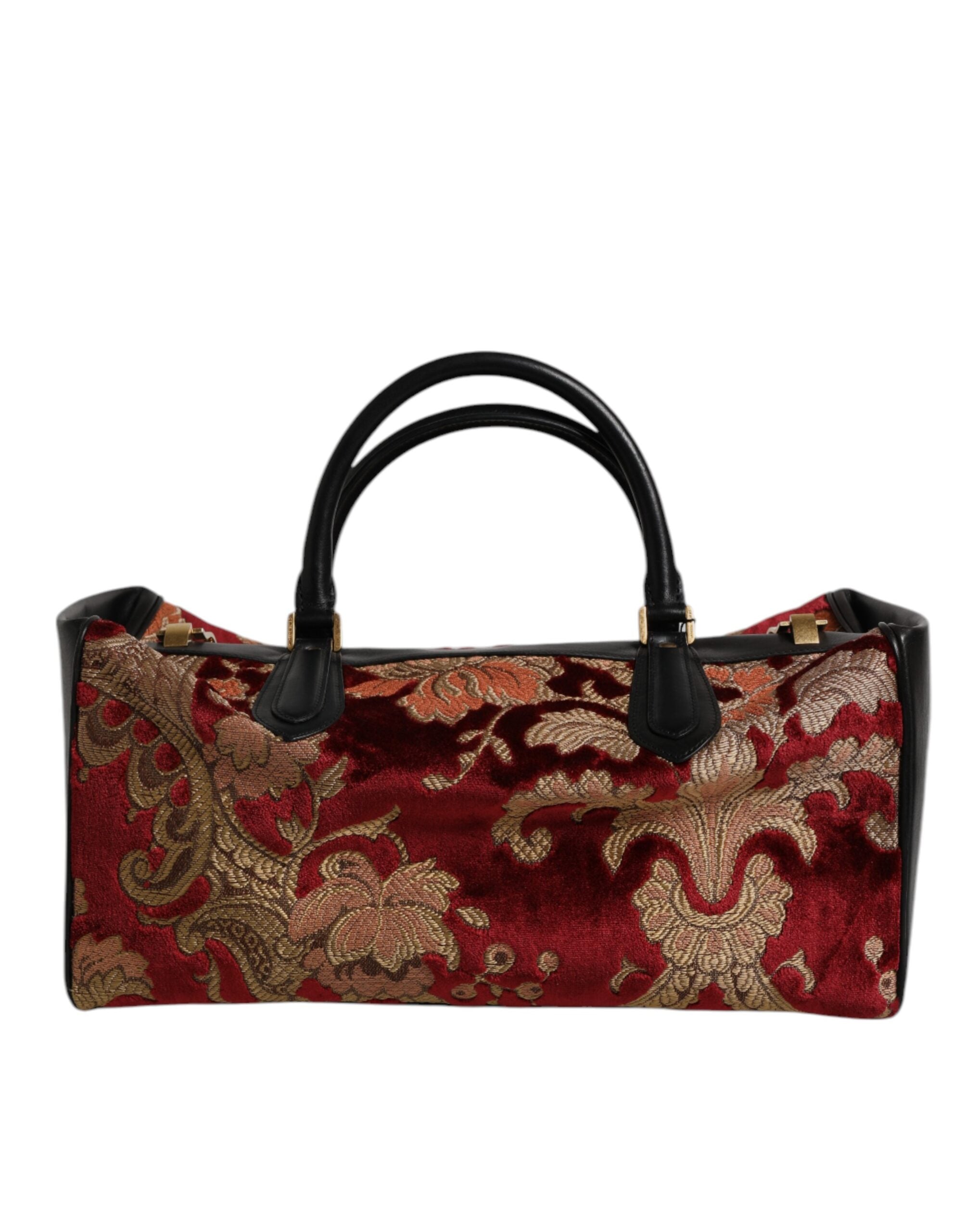 Dolce & Gabbana Multicolor Leder Brokat Samt Reisetasche Tote Bag