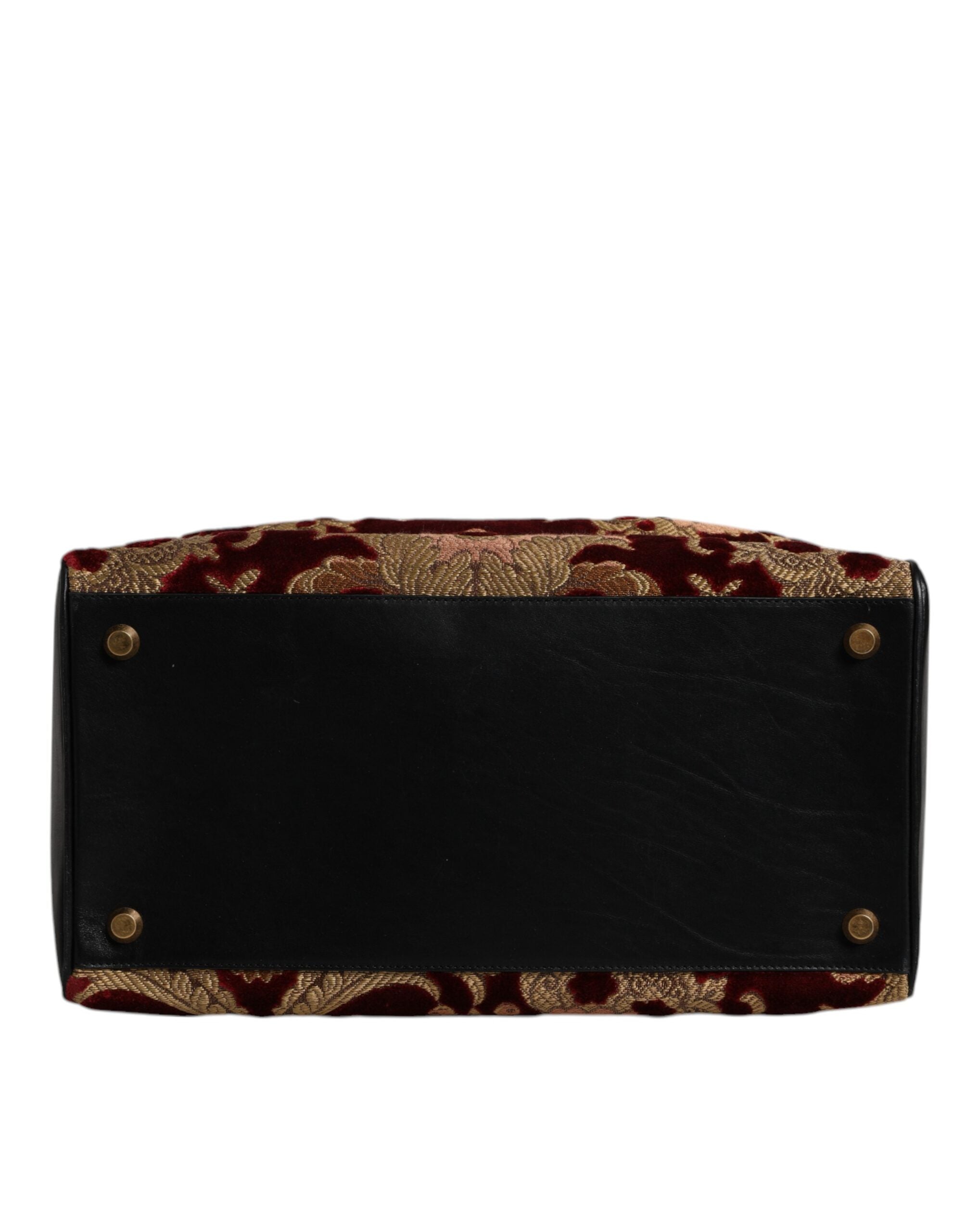 Dolce & Gabbana Multicolor Leder Brokat Samt Reisetasche Tote Bag