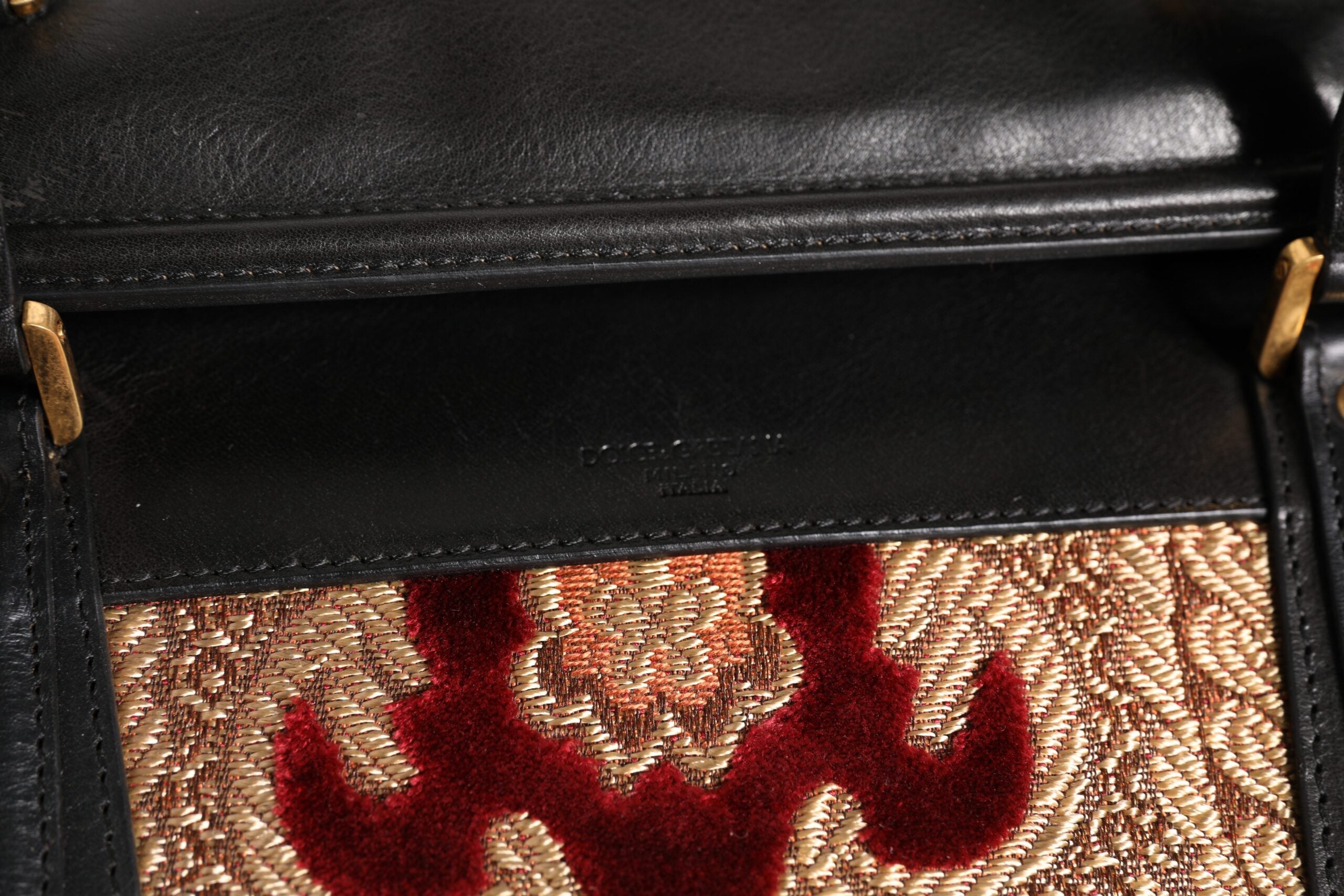 Dolce & Gabbana Multicolor Leder Brokat Samt Reisetasche Tote Bag