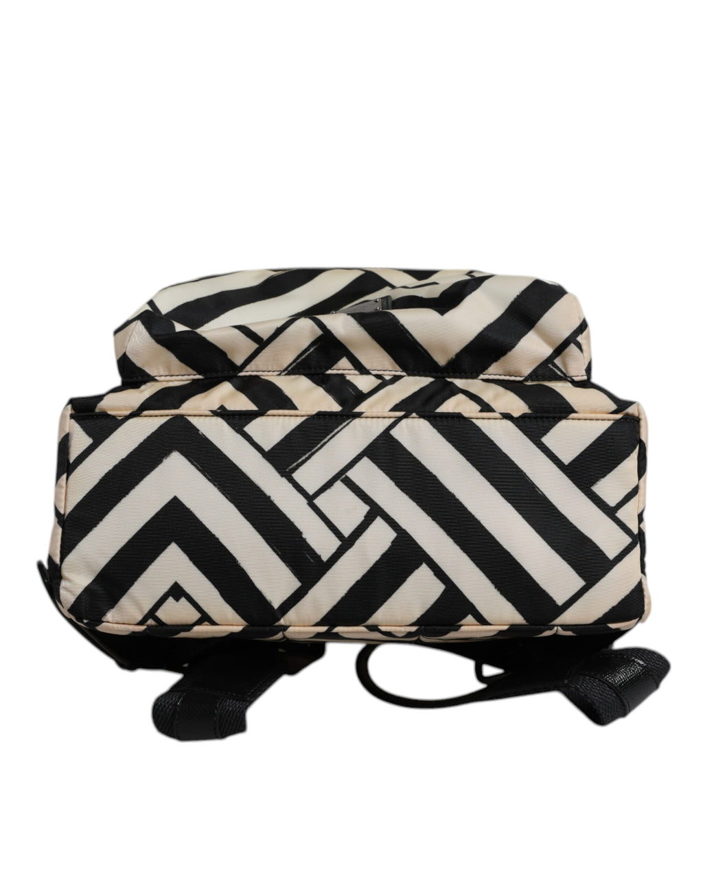 Dolce & Gabbana Schwarz Weiß Nylon Leder Travel Back Pack Tasche