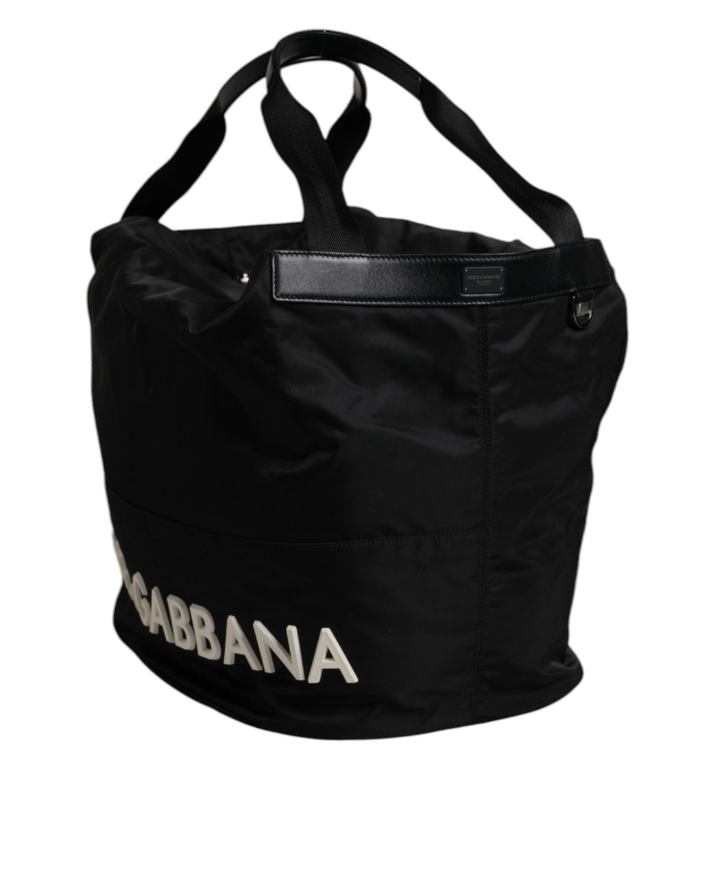 Dolce & Gabbana Schwarzes Nylon Weiß Iconic Logo Umhängetasche