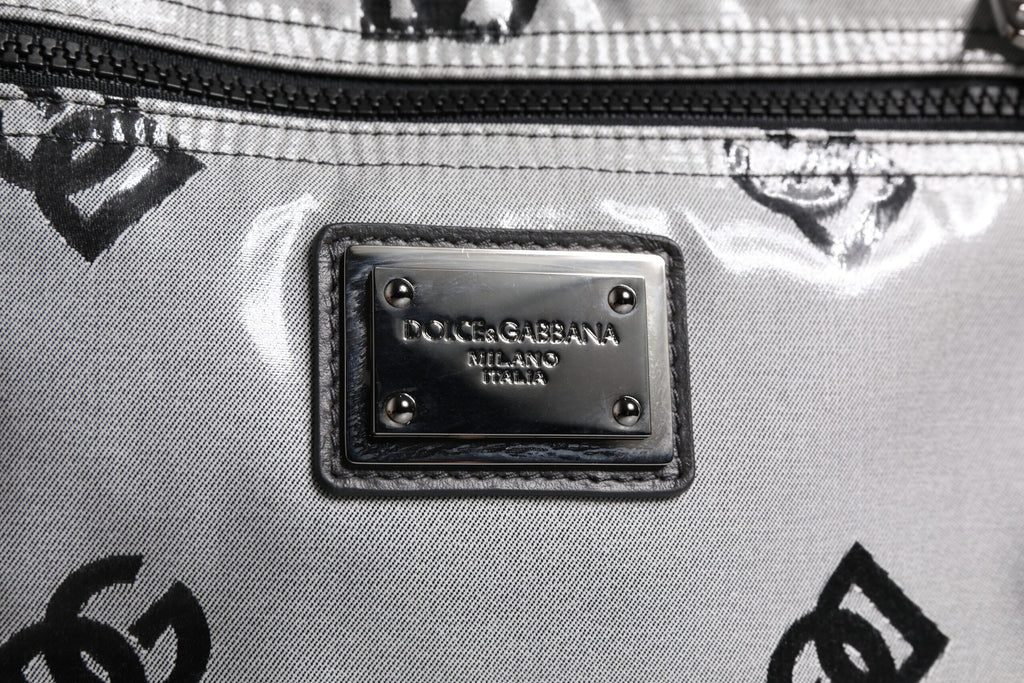 Dolce & Gabbana Polyester Grau Schwarz DG Logo Plaque Rucksack Tasche