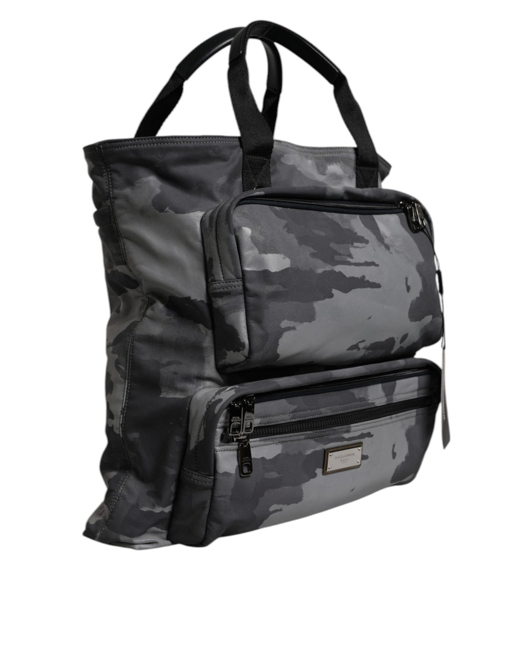 Dolce & Gabbana Schwarzer Camouflage-Schulterriemen Logo-Plakette Tasche