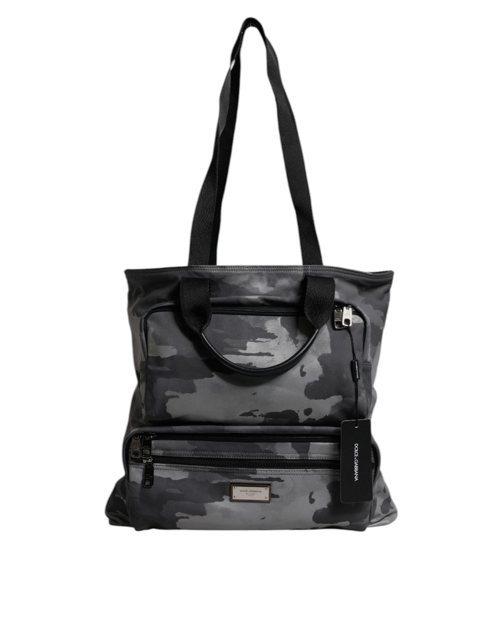 Dolce & Gabbana Schwarzer Camouflage-Schulterriemen Logo-Plakette Tasche