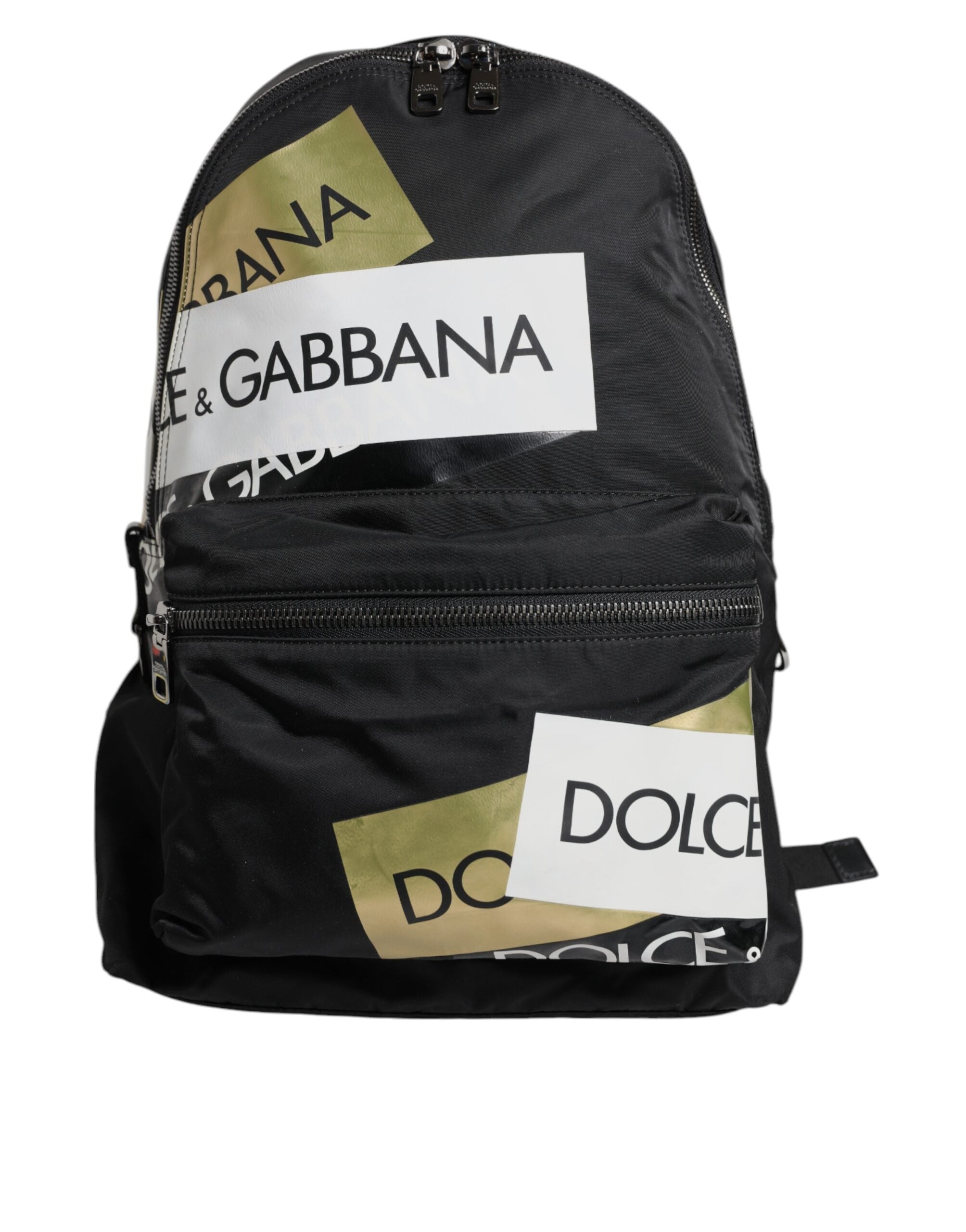 Dolce & Gabbana Schwarzes Logo Tape Polyamid Schule Reise Rucksack Tasche