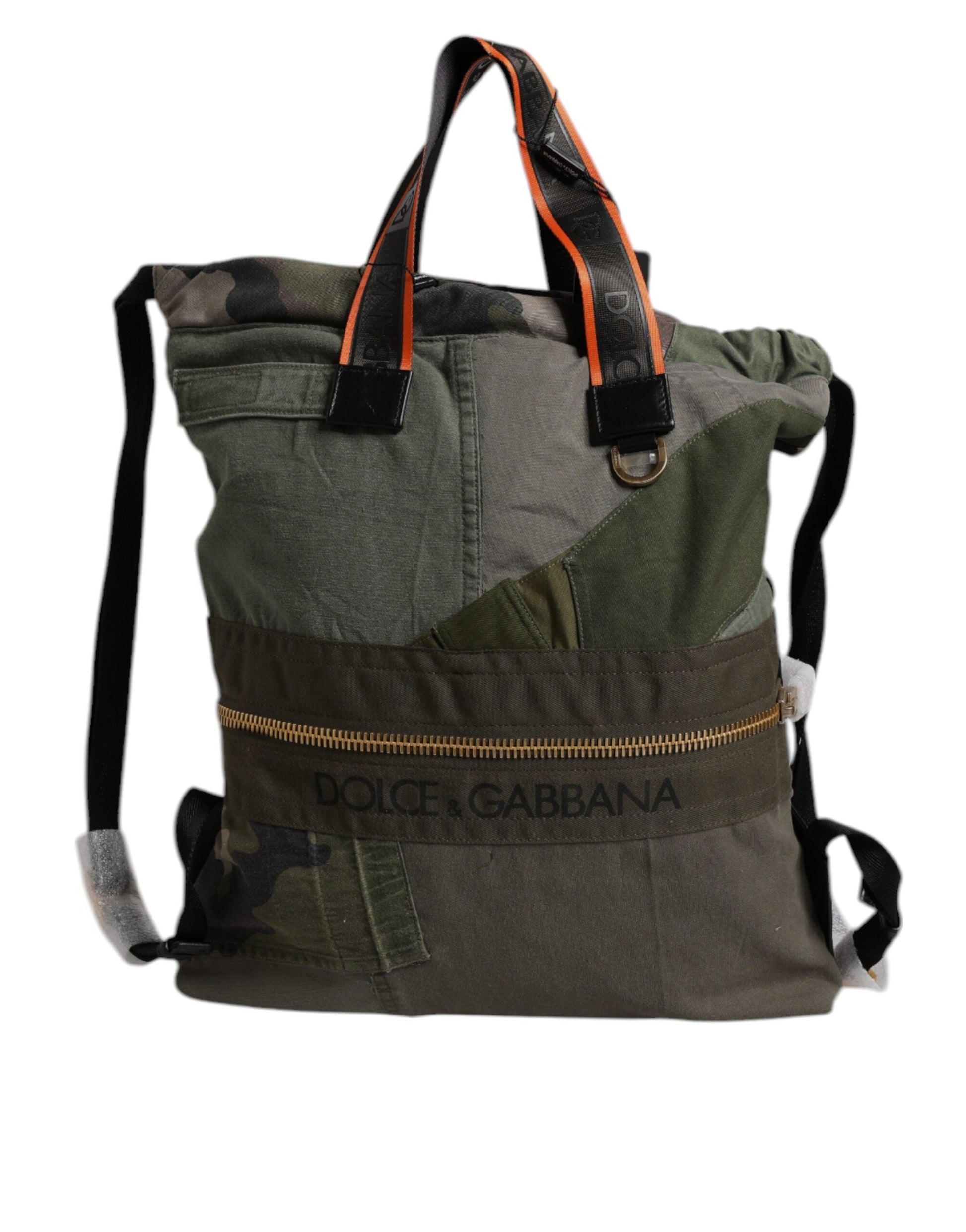 Dolce & Gabbana Militär Grün Patchwork Rucksack Rucksack Tasche