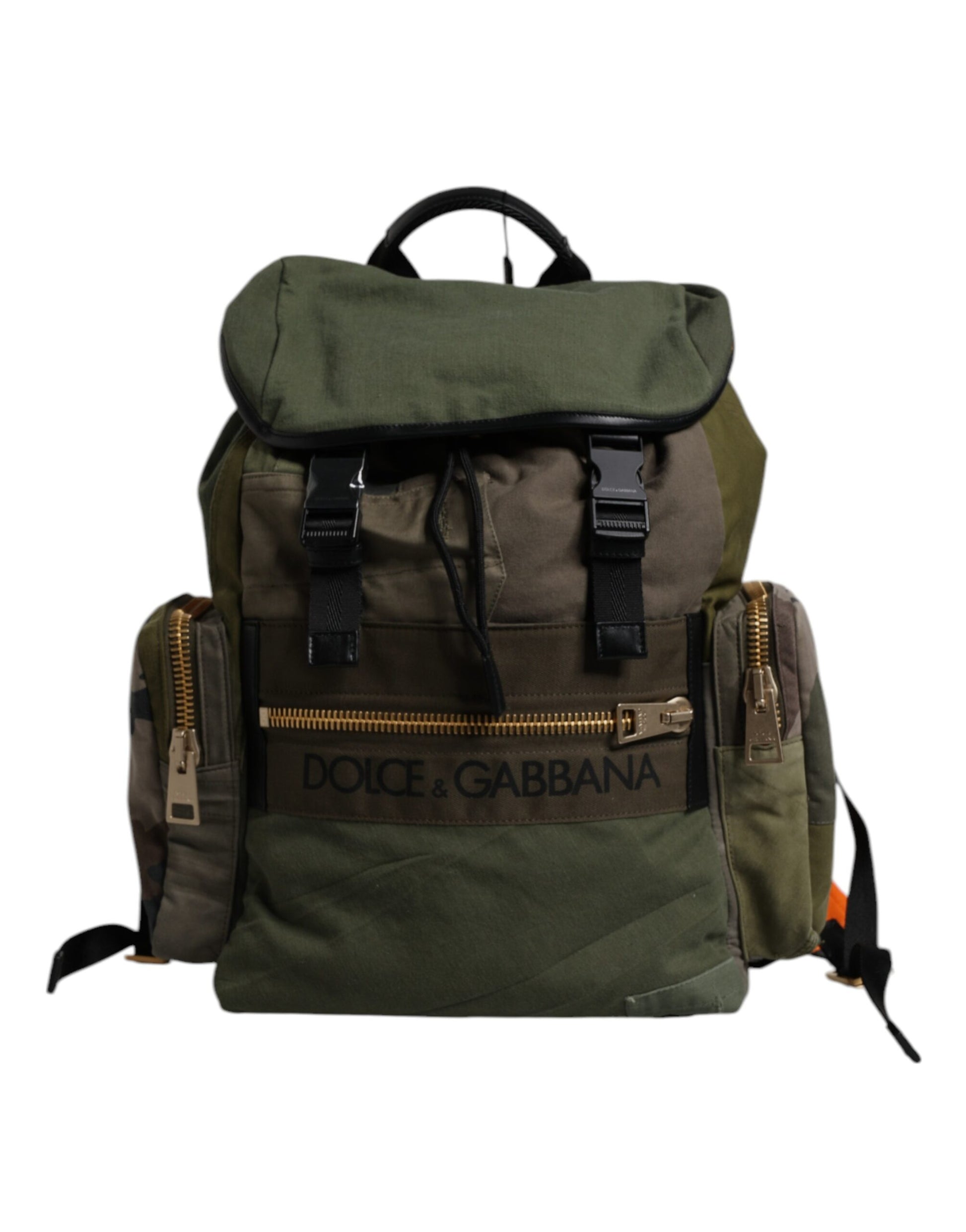Dolce & Gabbana Militärgrünes Patchwork-Reiserucksacktasche