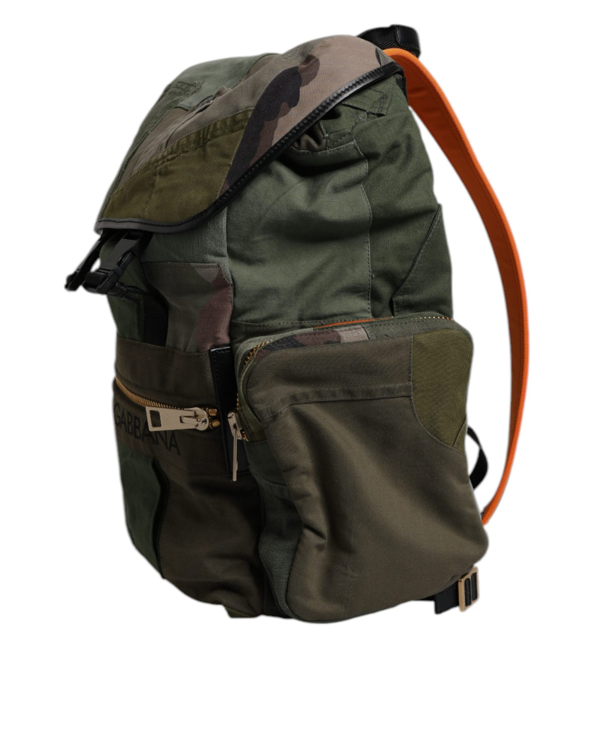 Dolce & Gabbana Militärgrüner Patchwork Reise Rucksack