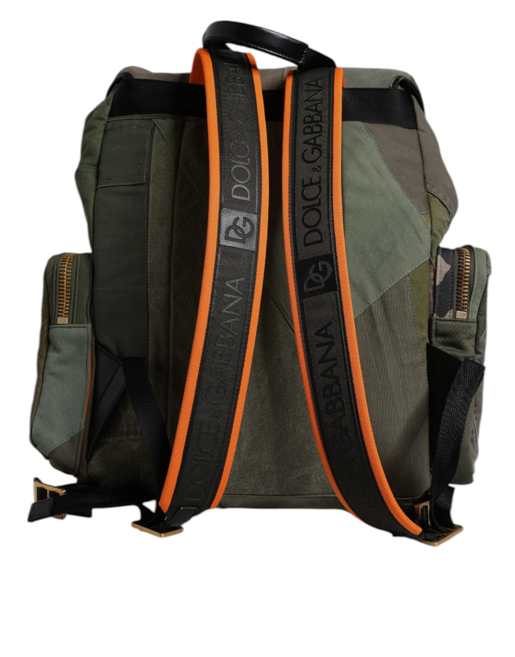 Dolce & Gabbana Militärgrüner Patchwork Reise Rucksack