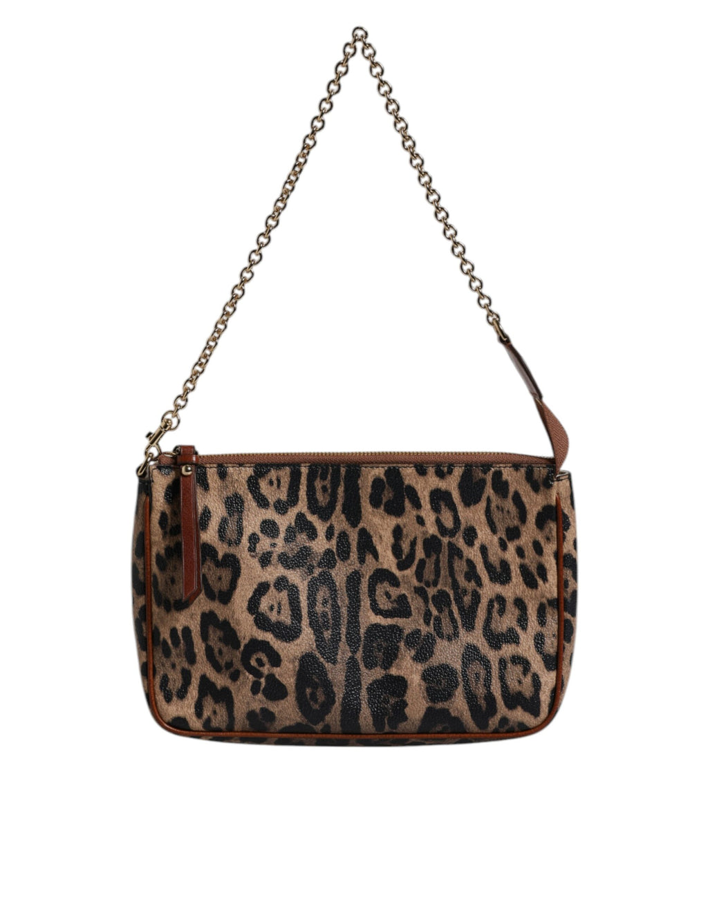 Dolce & Gabbana Braune Leopardenleder-Schultertasche mit Kettenriemen