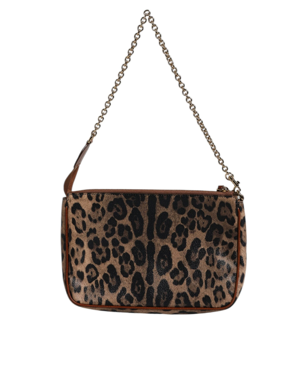 Dolce & Gabbana Braune Leopardenleder-Schultertasche mit Kettenriemen