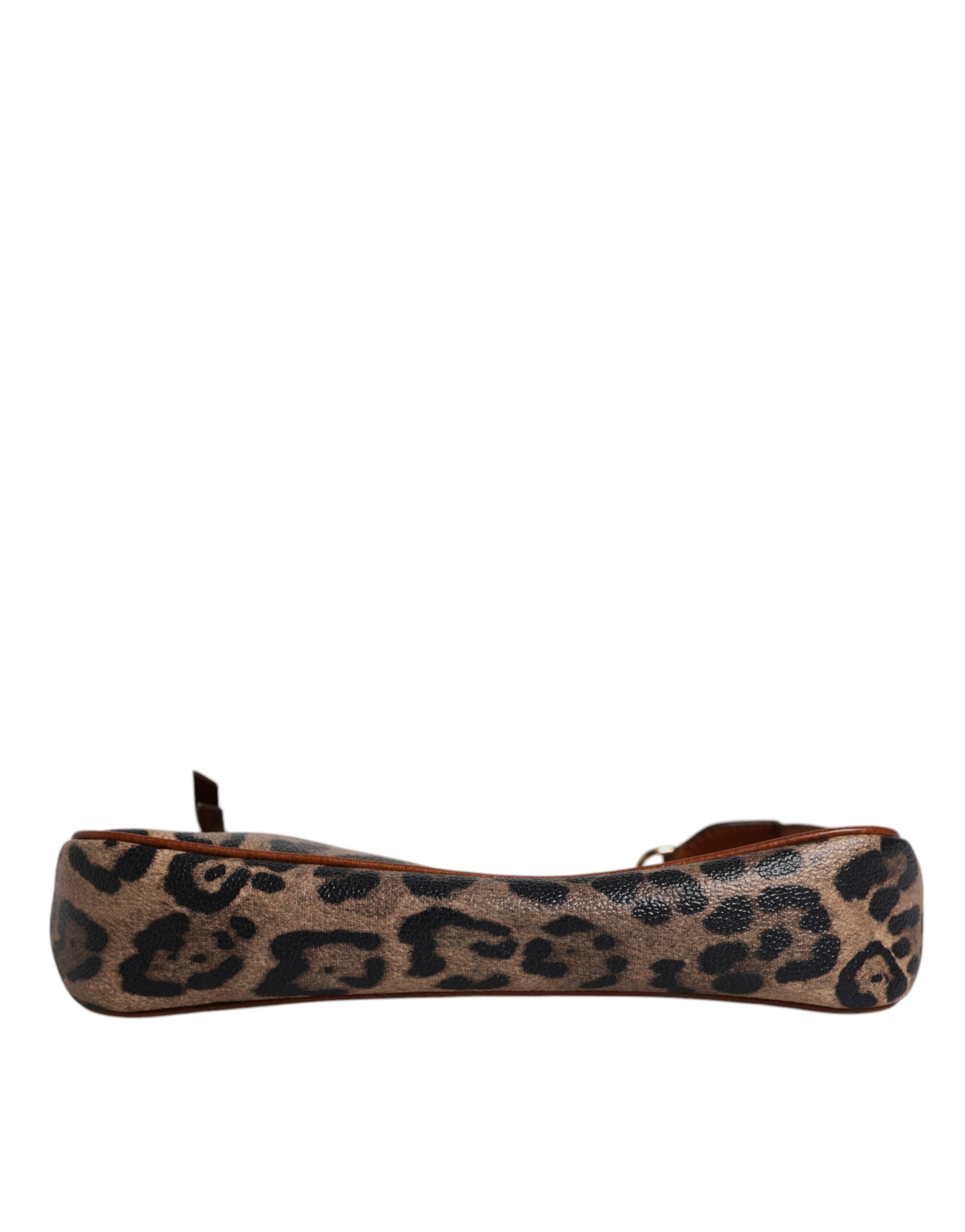 Dolce & Gabbana Braune Leopardenleder-Schultertasche mit Kettenriemen