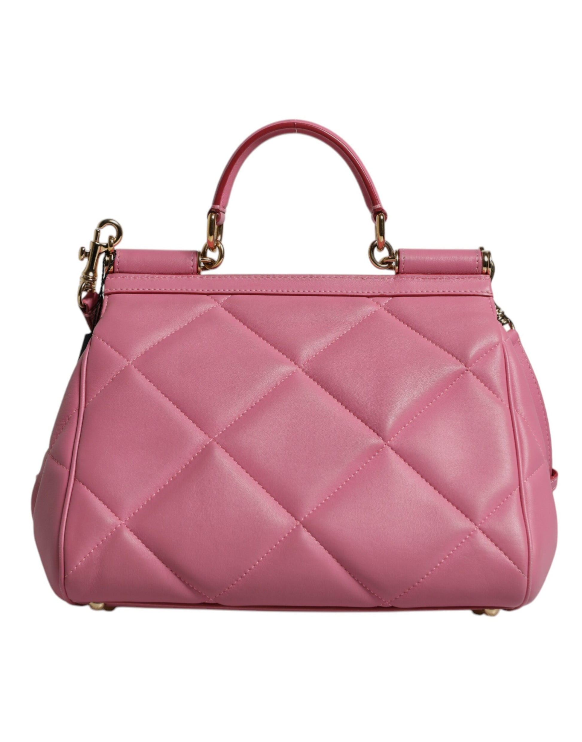Dolce & Gabbana Rosa Leder Sicily Logo Umhängetasche