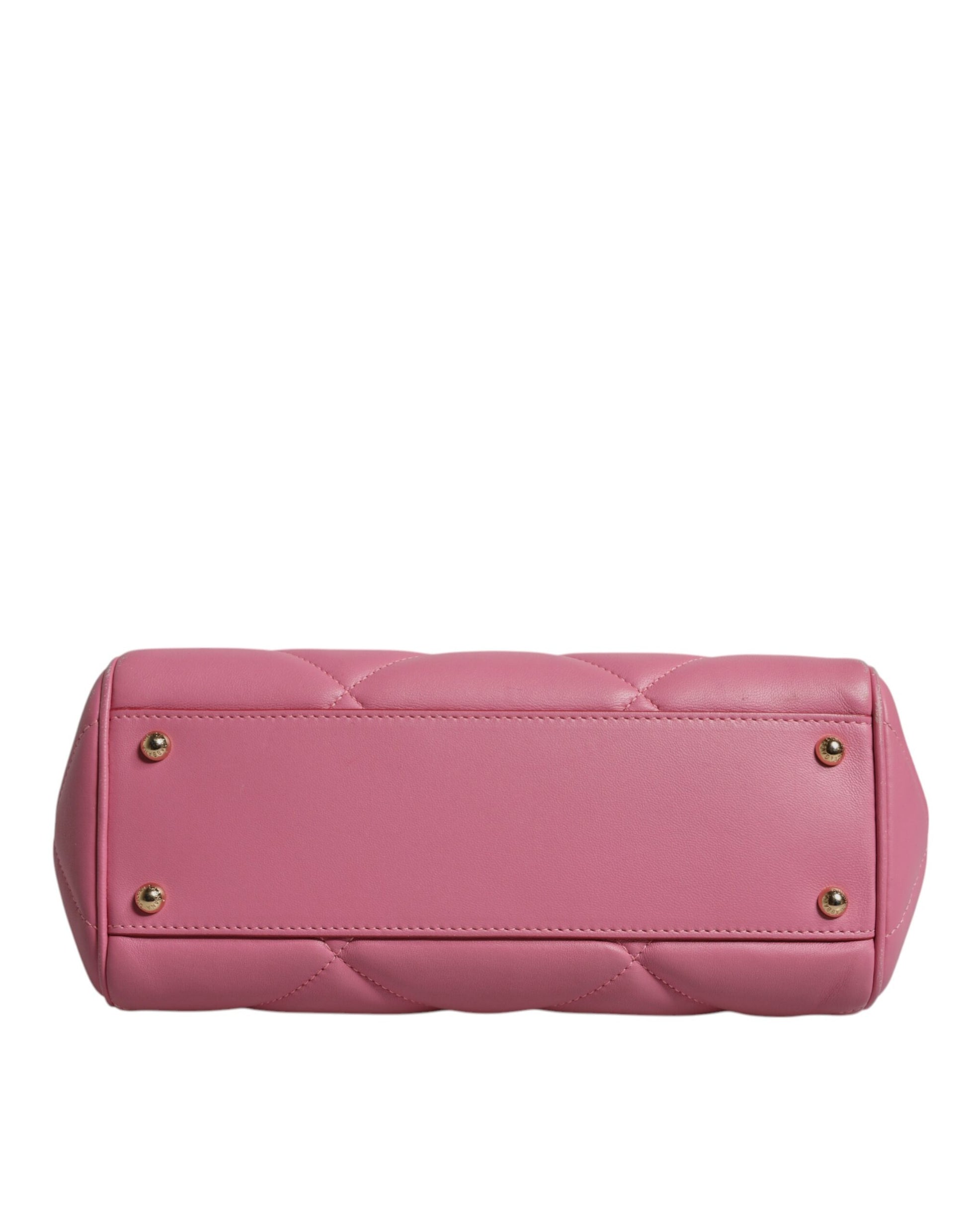Dolce & Gabbana Rosa Leder Sicily Logo Umhängetasche