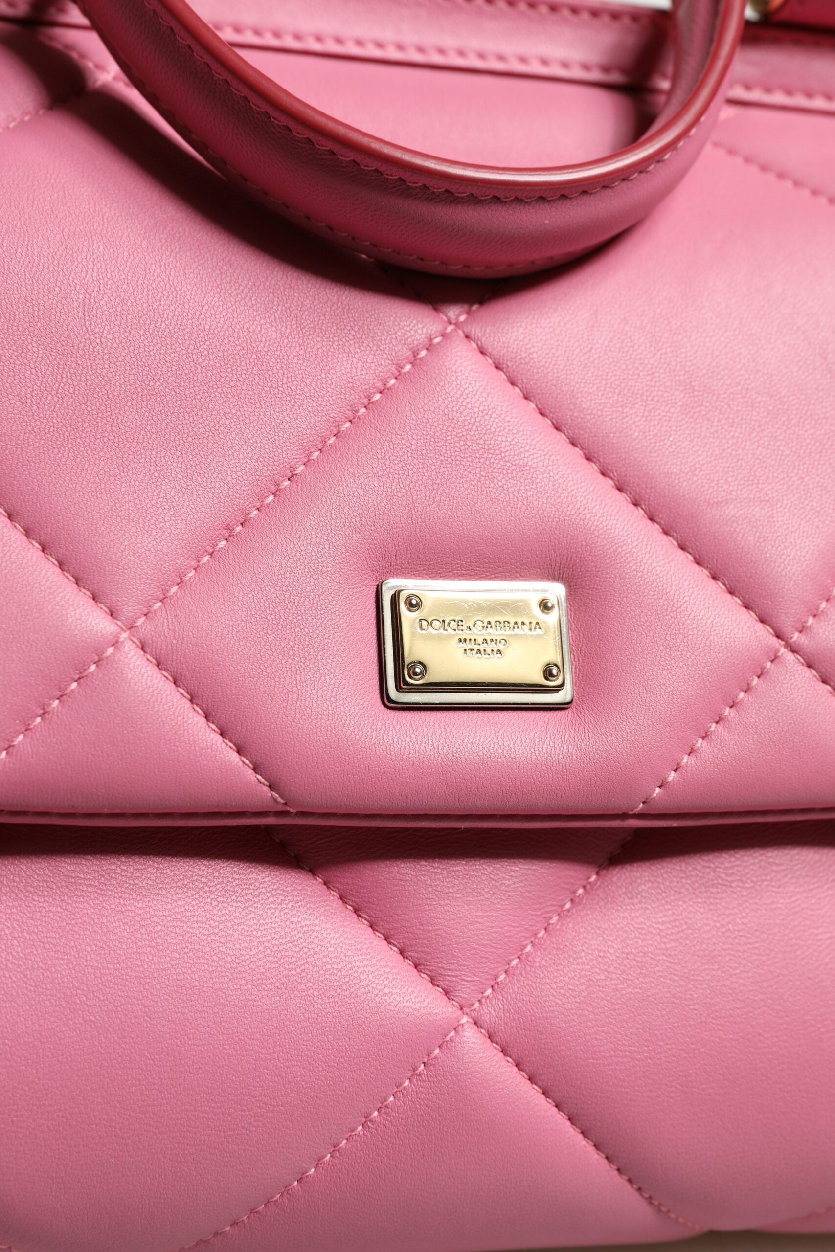 Dolce & Gabbana Rosa Leder Sicily Logo Umhängetasche