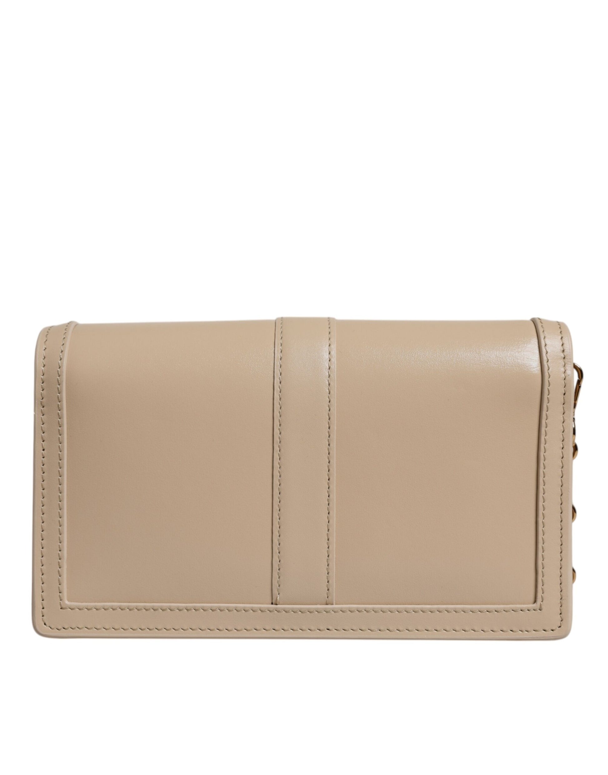 Versace Beige Goldkette Kalbsleder Brieftasche Crossbody Tasche