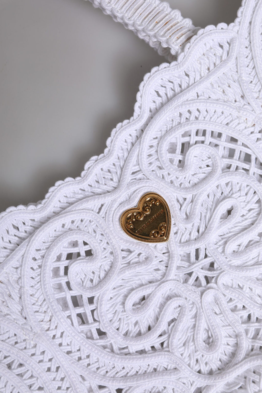 Dolce & Gabbana Weiß Cordonetto Spitze Beatrice Tote Einkaufstasche