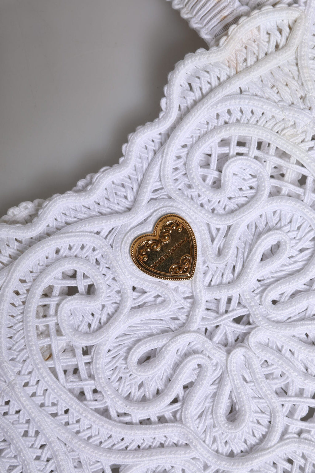 Dolce & Gabbana Weiß Cordonetto Spitze Beatrice Tote Einkaufstasche