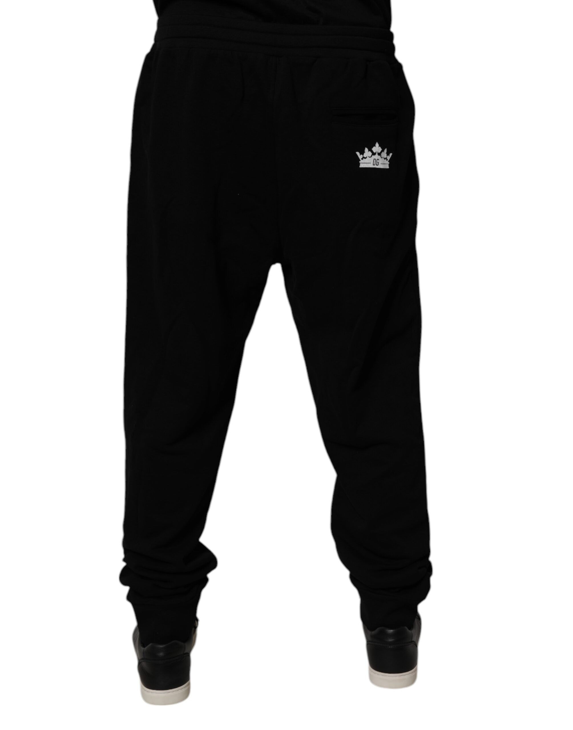 Dolce & Gabbana Schwarze Cotton Crown Logo Jogger-Hose