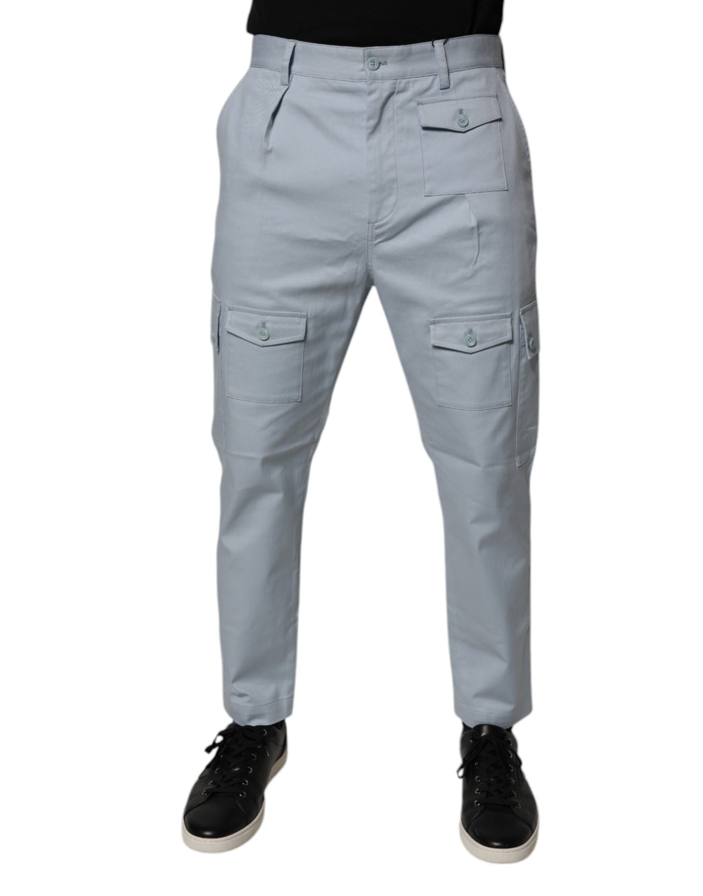 Dolce & Gabbana Hellblaue Baumwoll-Cargo-Tapered-Hose