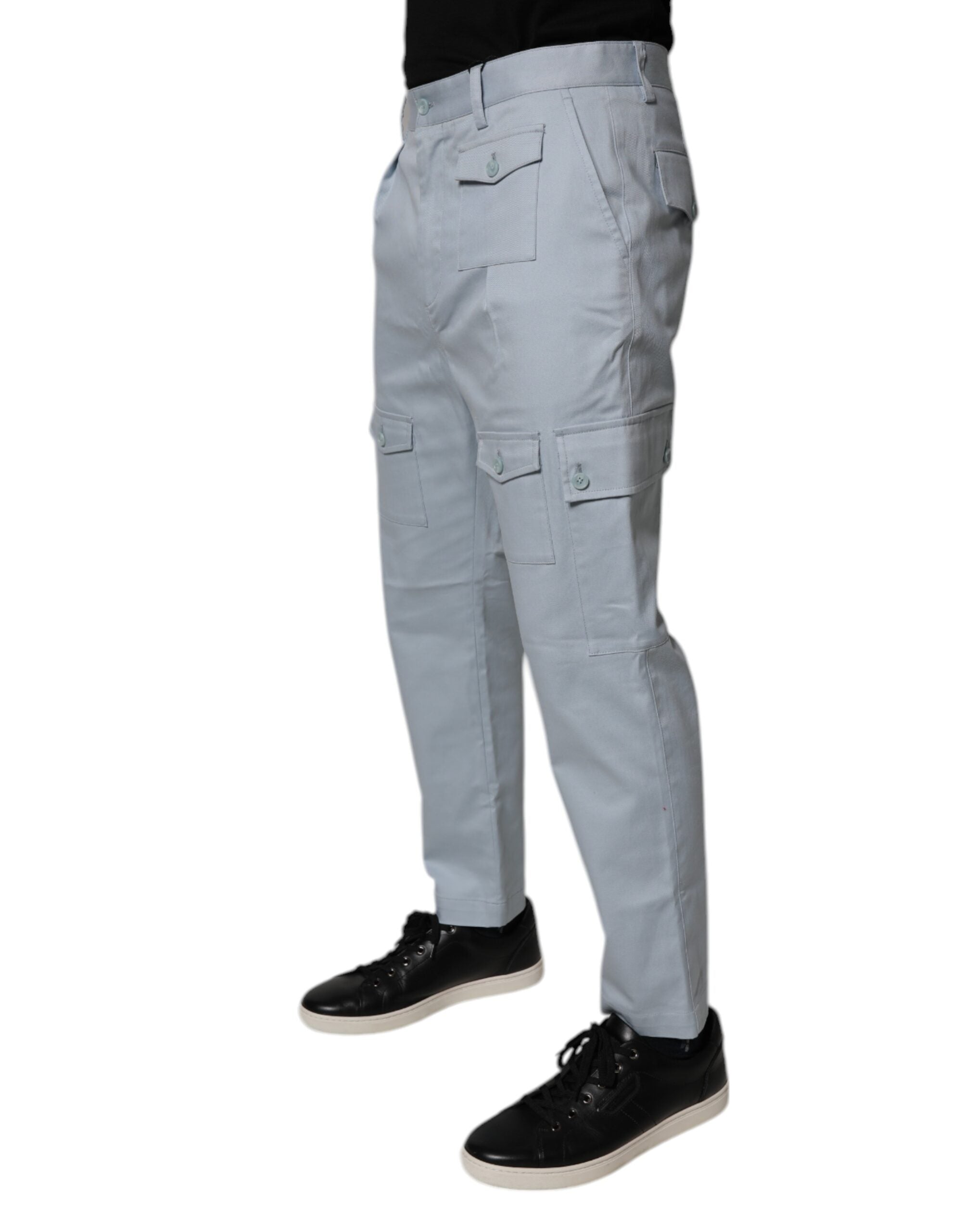 Dolce & Gabbana Hellblaue Baumwoll-Cargo-Tapered-Hose