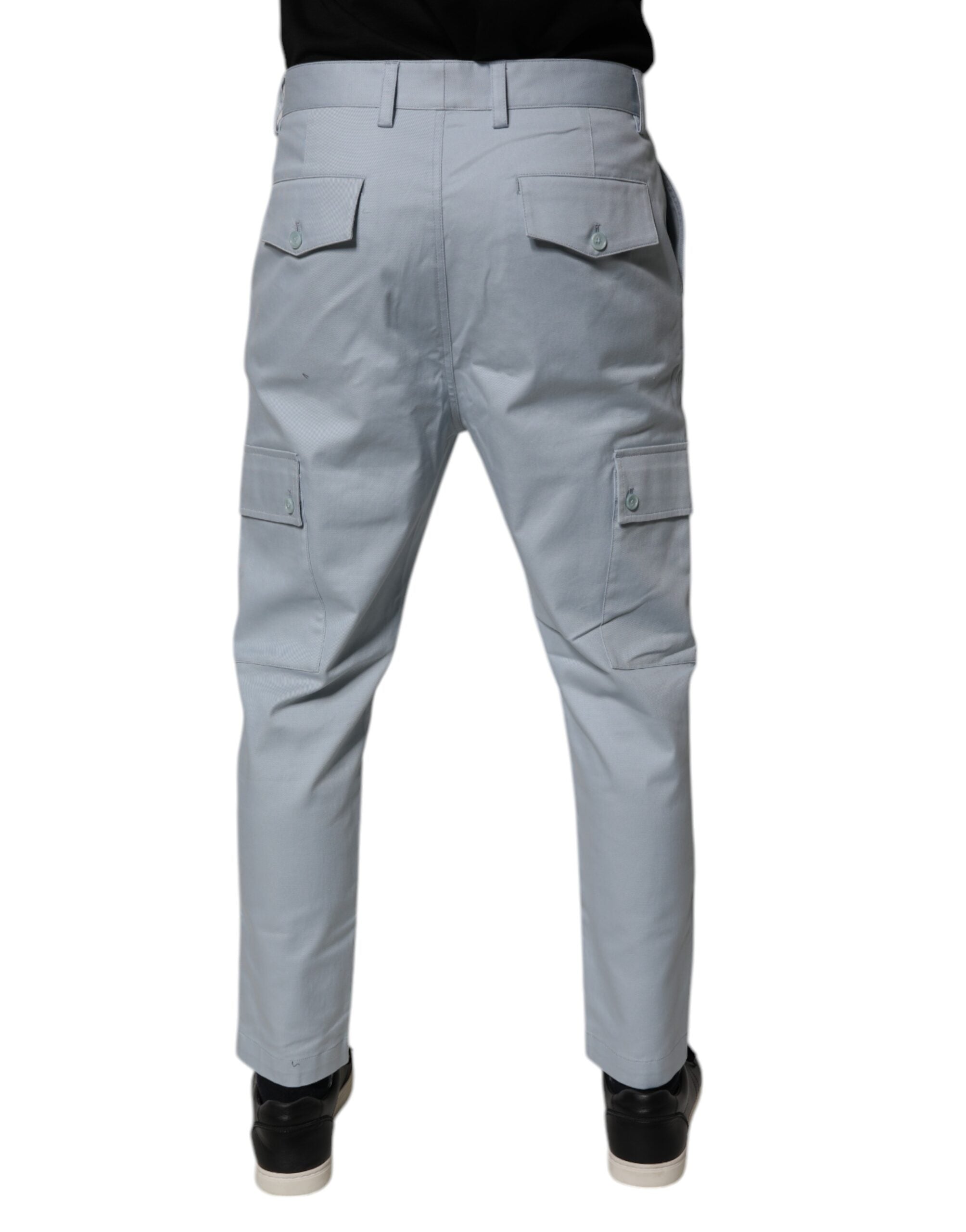 Dolce & Gabbana Hellblaue Baumwoll-Cargo-Tapered-Hose
